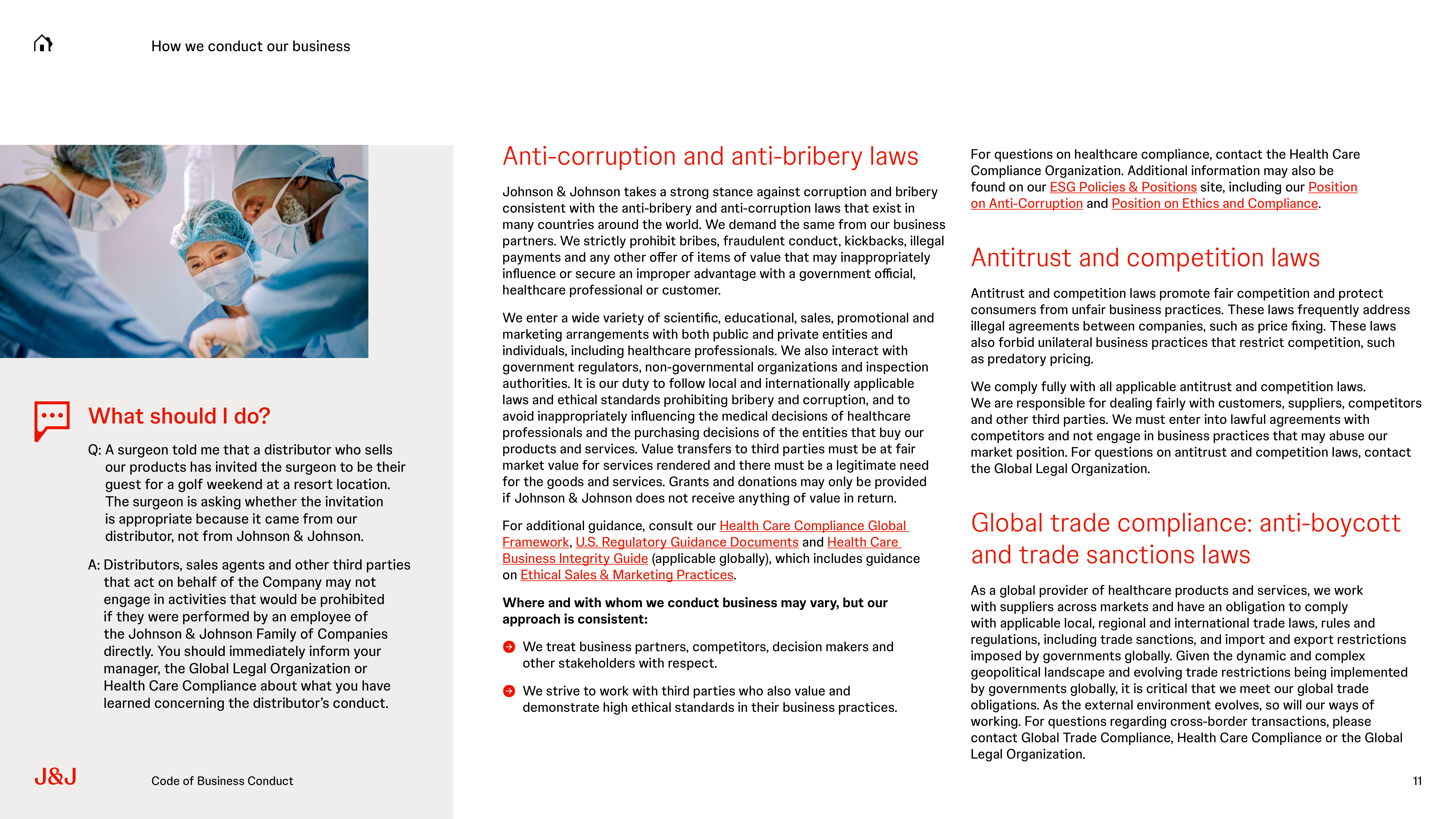 Johnson & Johnson Code of Business Conduct Handbook — page 11