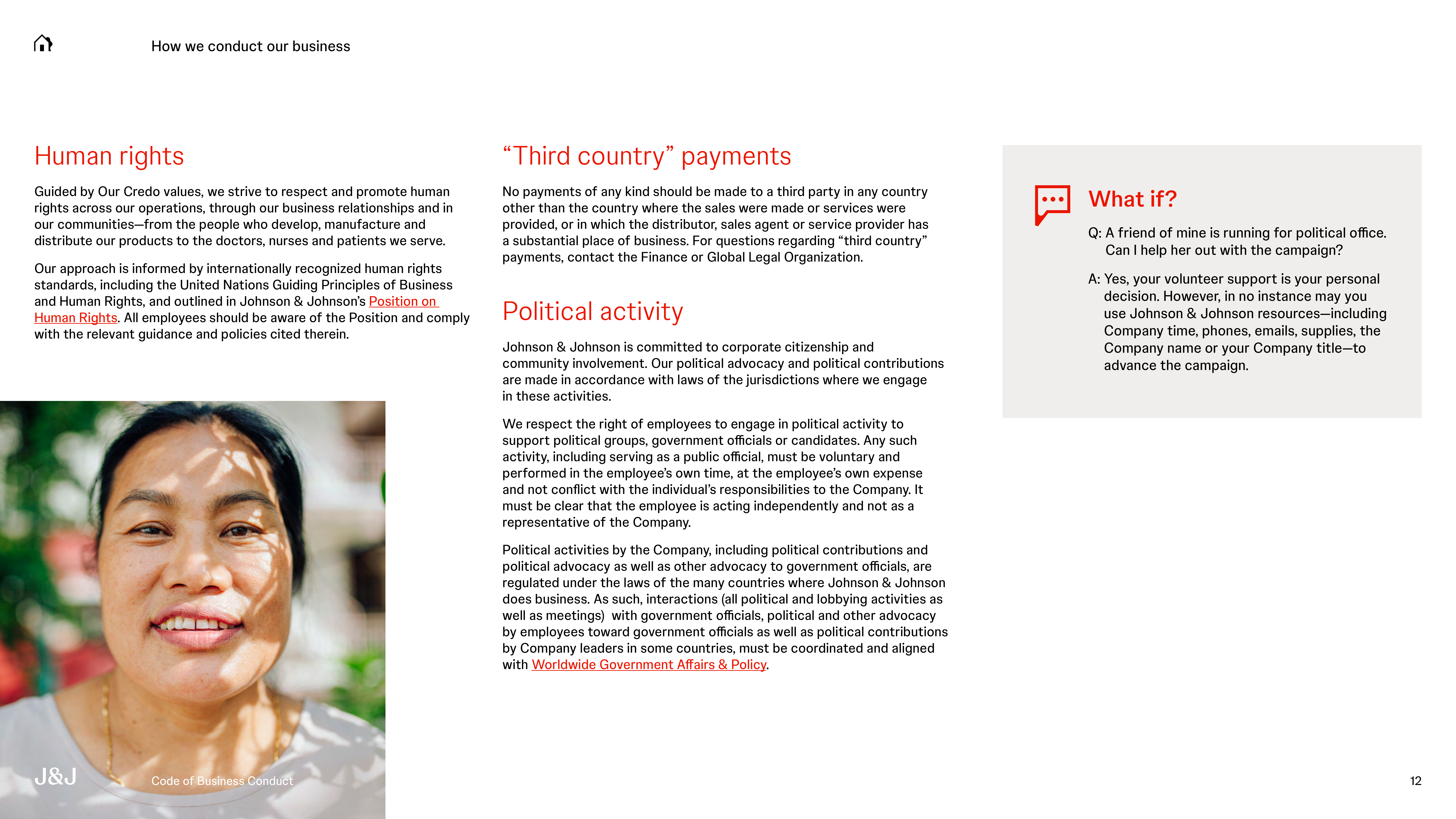 Johnson & Johnson Code of Business Conduct Handbook — page 12