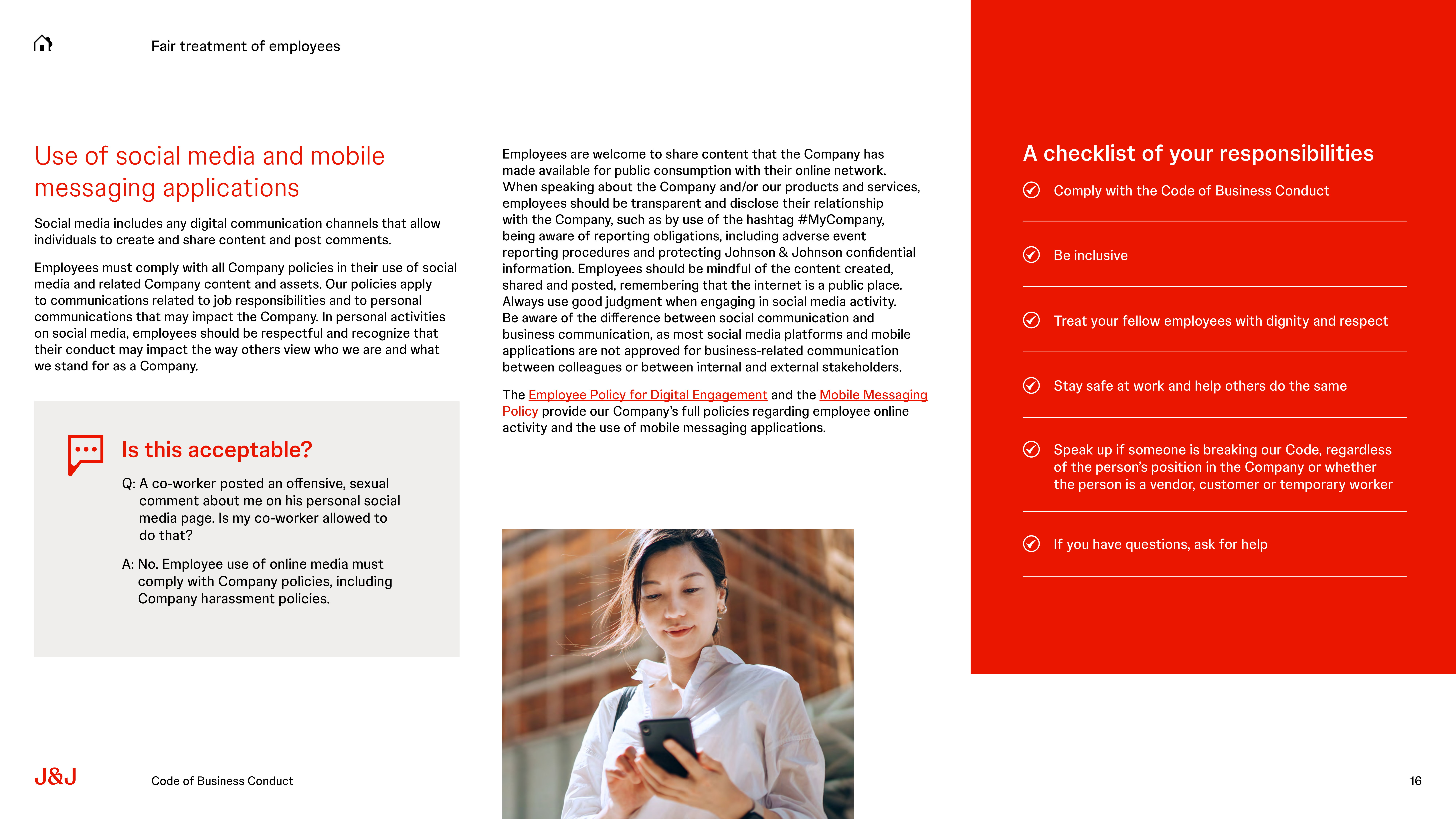 Johnson & Johnson Code of Business Conduct Handbook — page 16