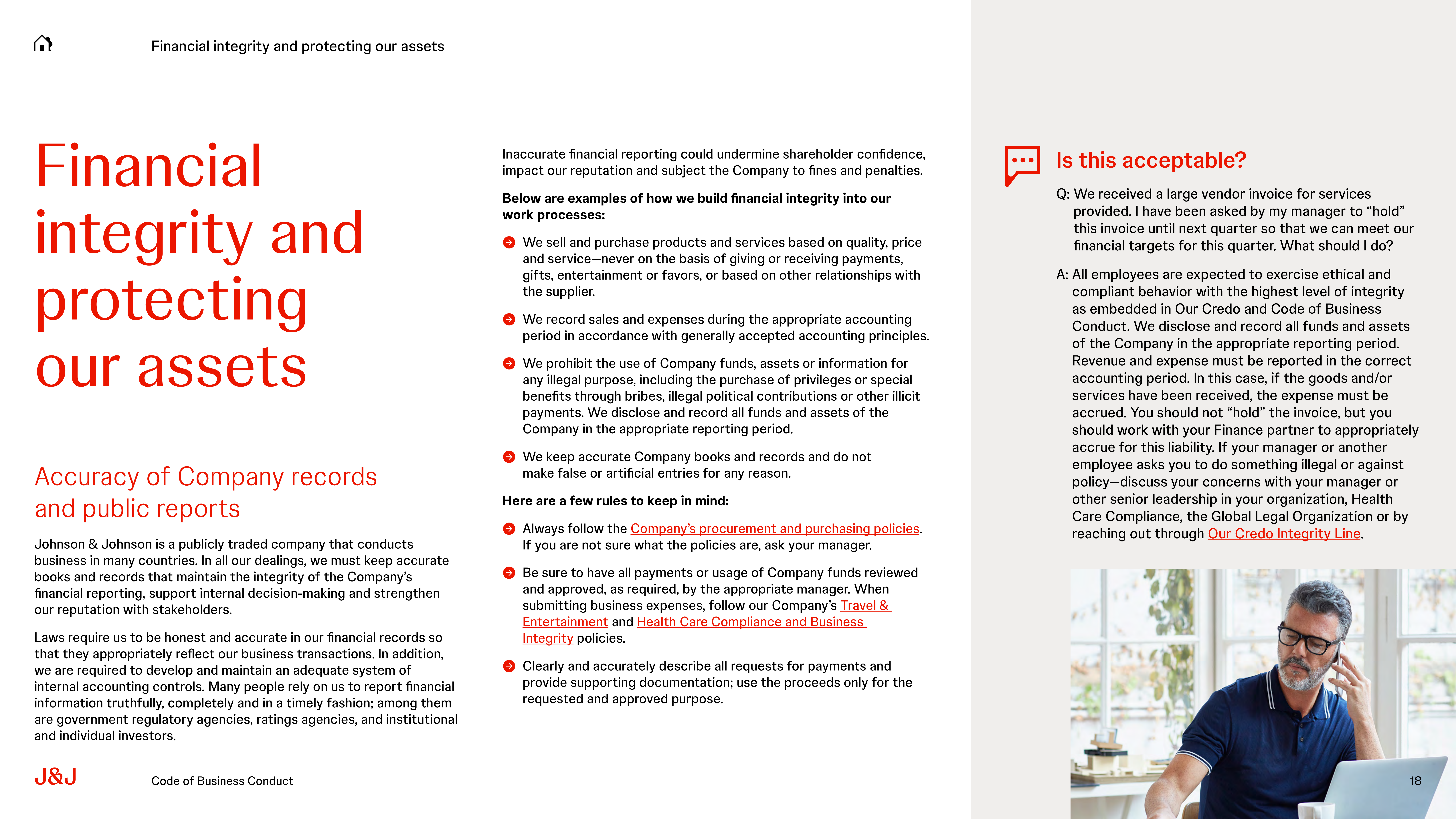 Johnson & Johnson Code of Business Conduct Handbook — page 18