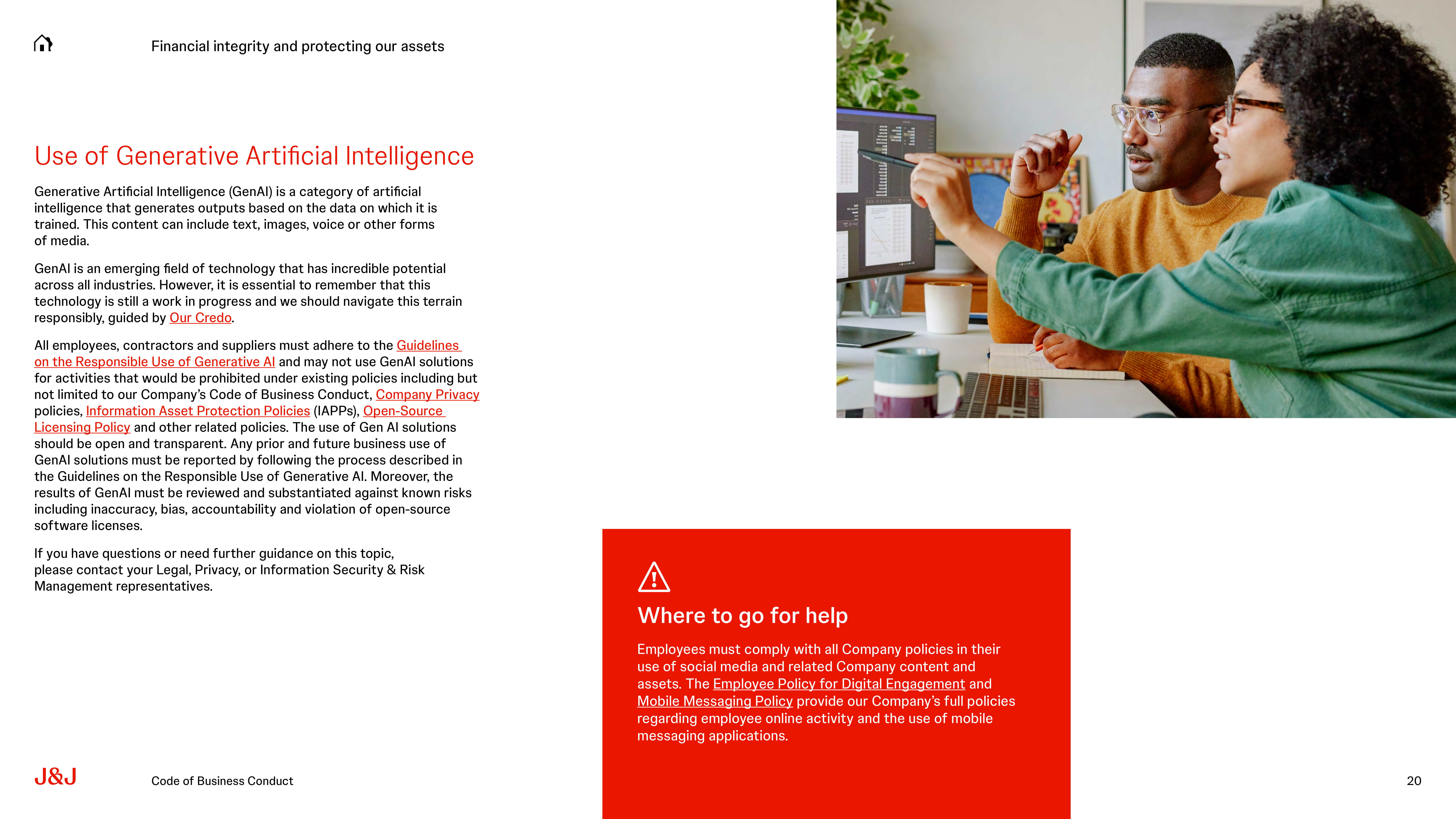Johnson & Johnson Code of Business Conduct Handbook — page 20