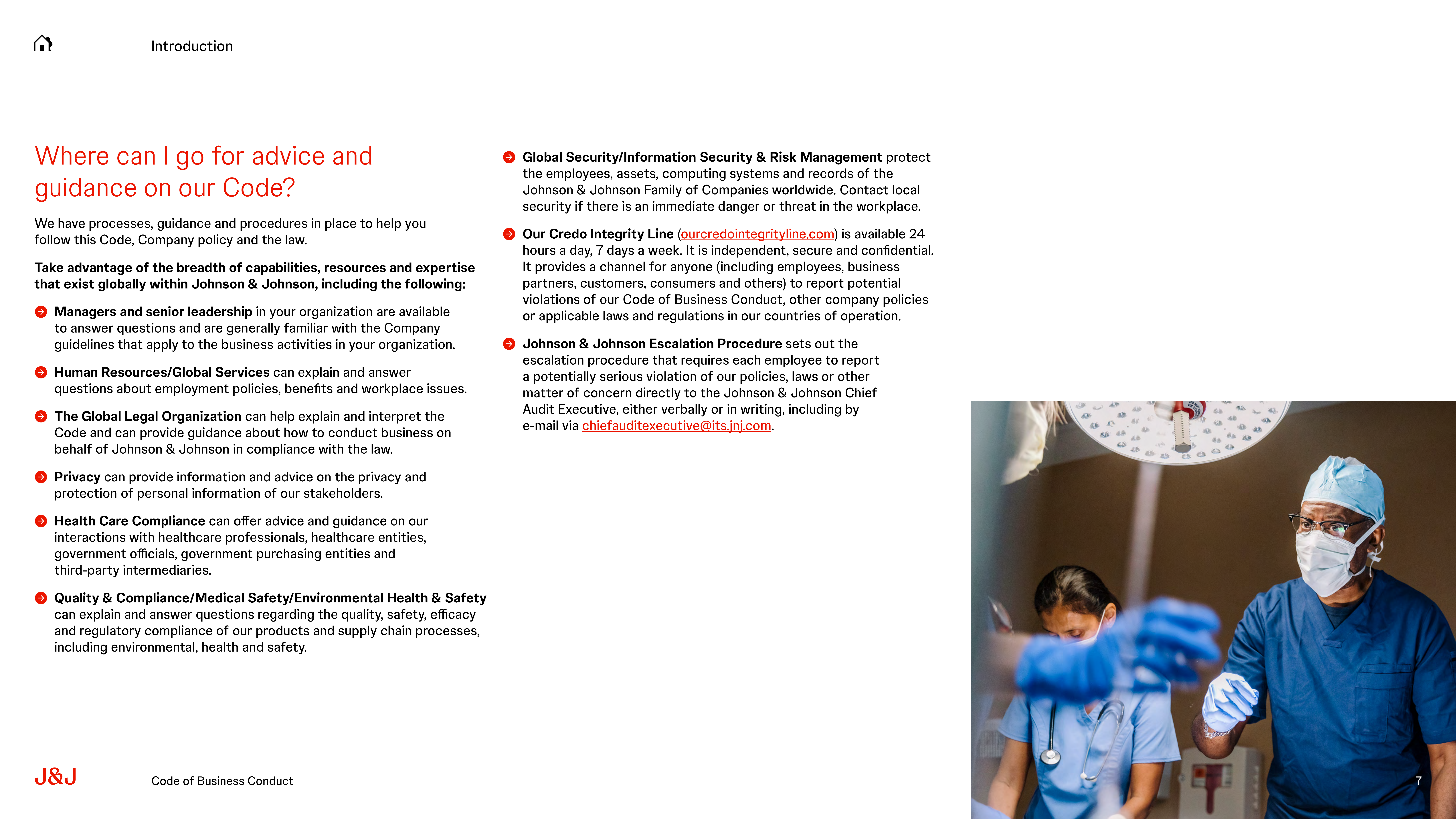 Johnson & Johnson Code of Business Conduct Handbook — page 7