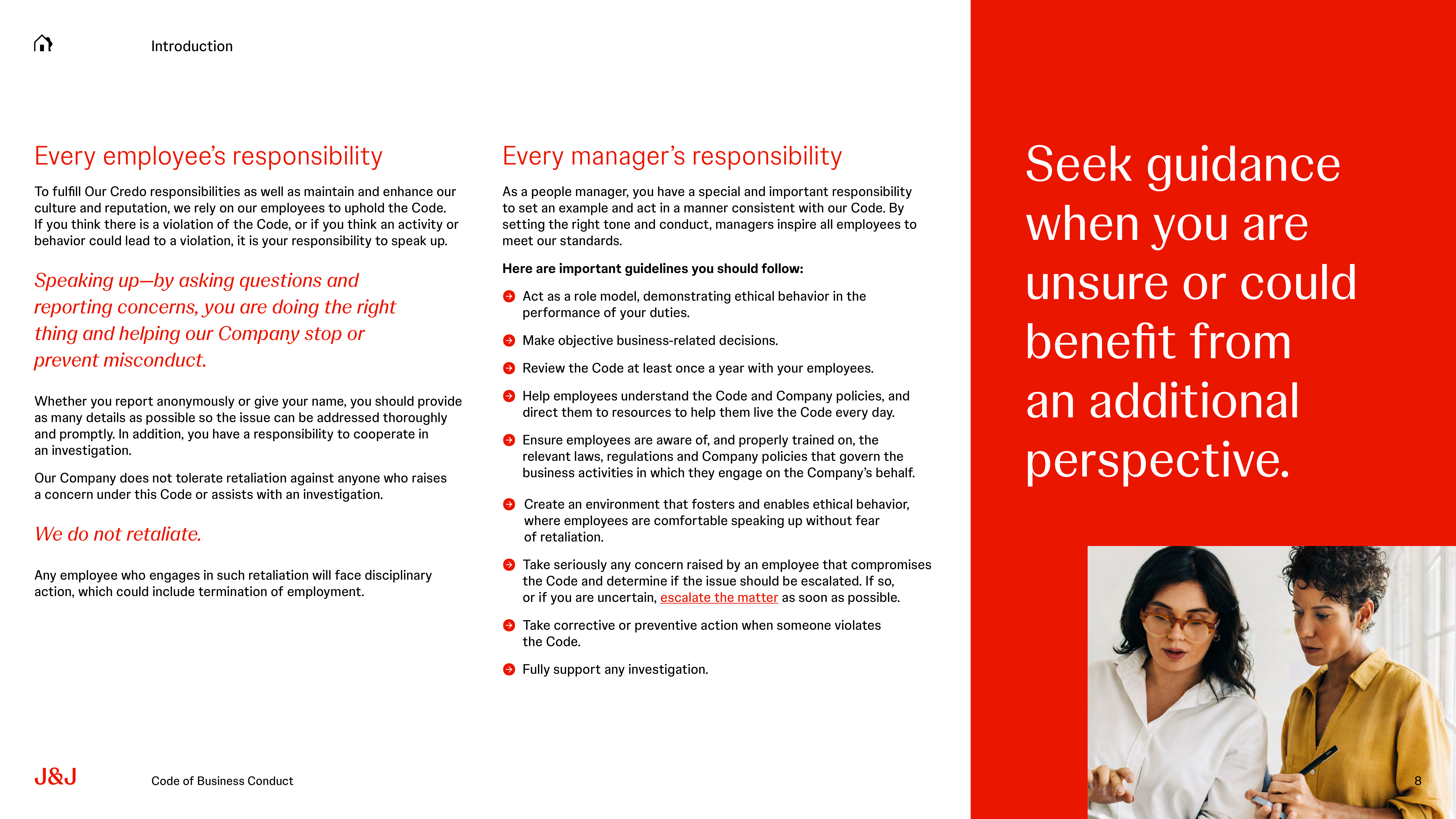 Johnson & Johnson Code of Business Conduct Handbook — page 8