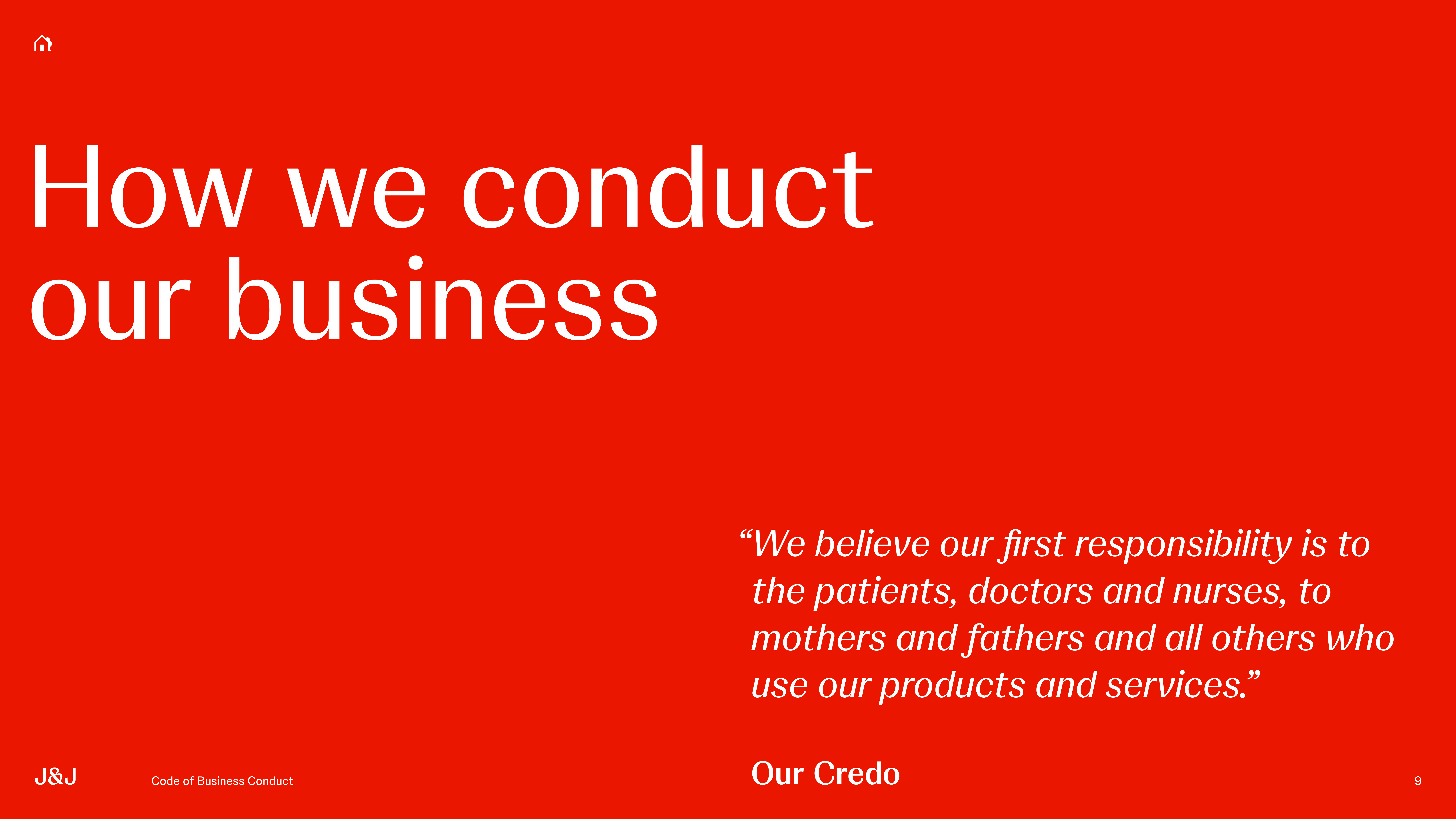 Johnson & Johnson Code of Business Conduct Handbook — page 9