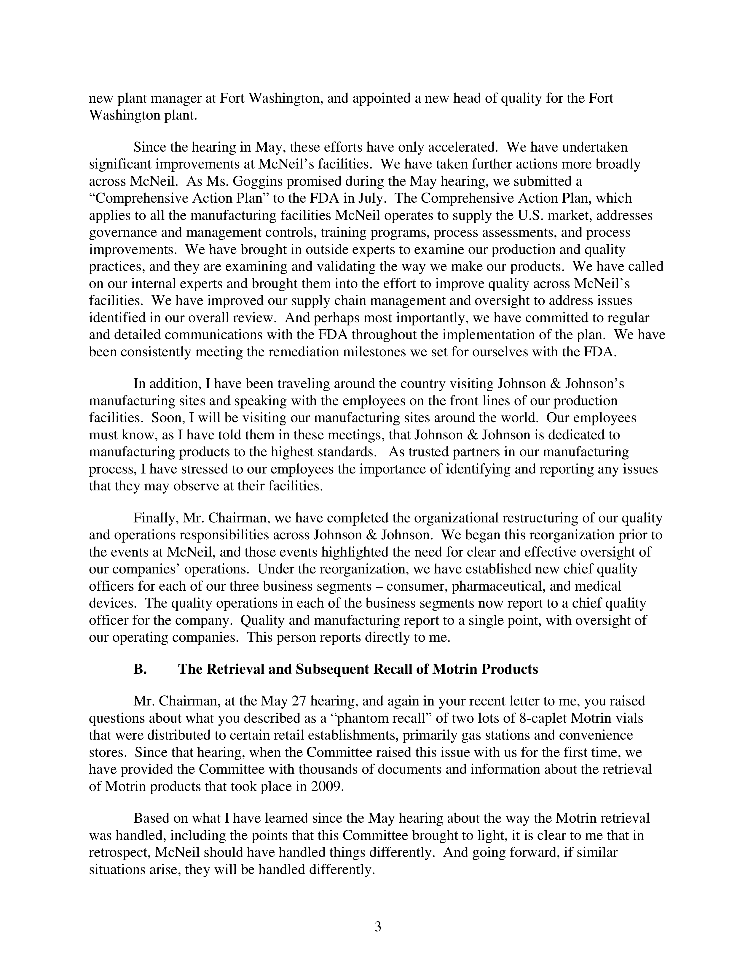 Johnson & Johnson Congressional Opening Statement — page 3