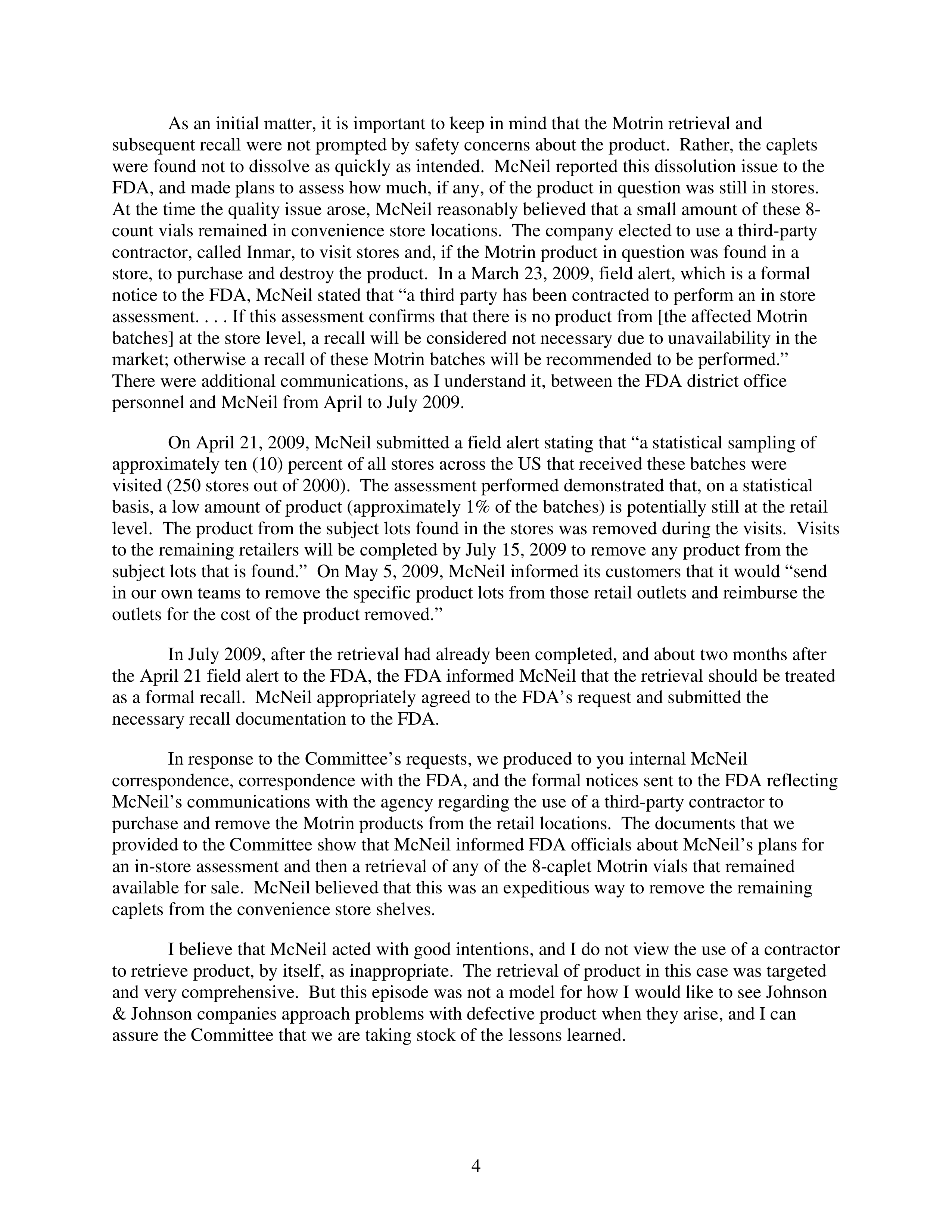 Johnson & Johnson Congressional Opening Statement — page 4