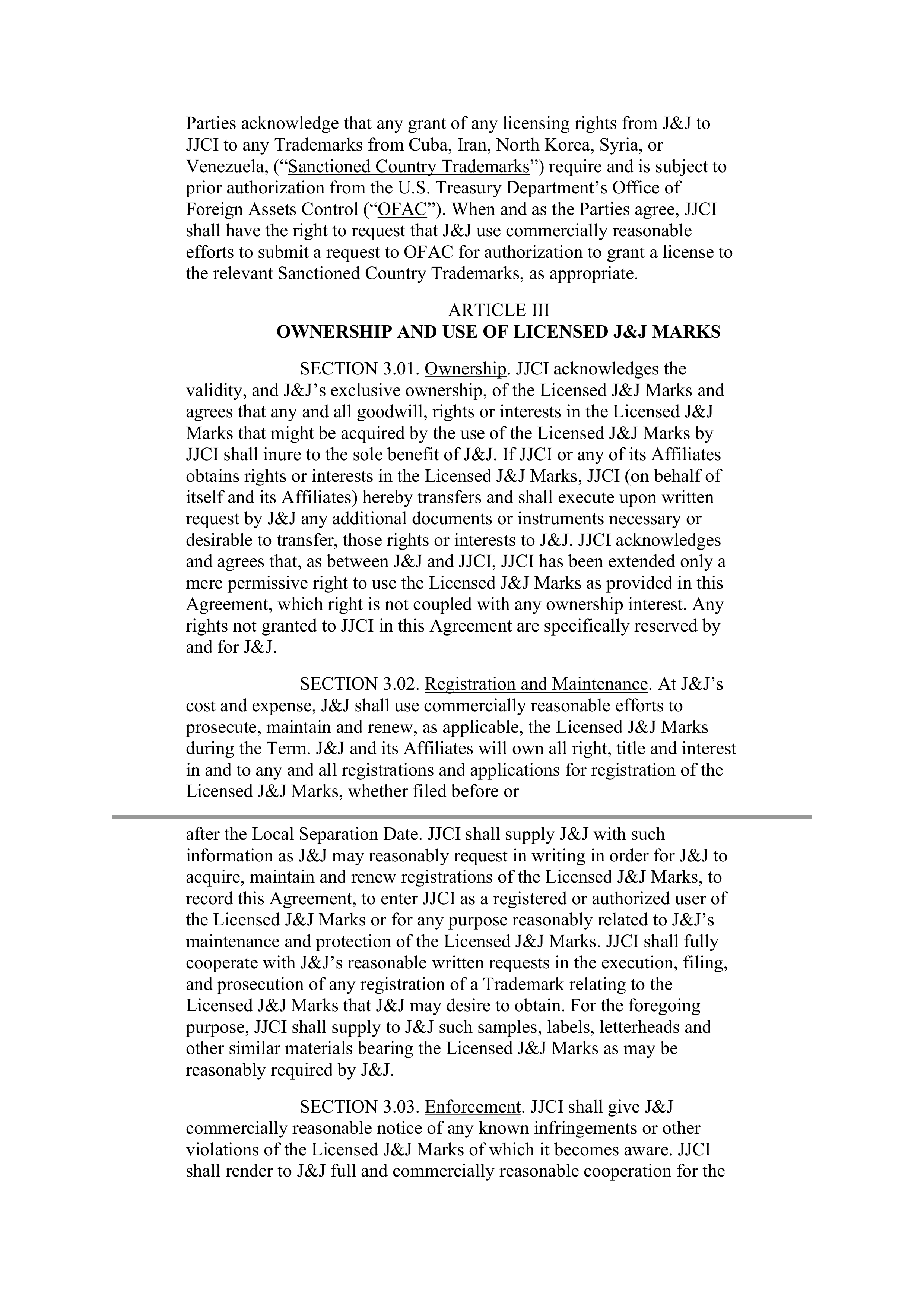 Johnson & Johnson Contract Sales and Service Agreement — page 4