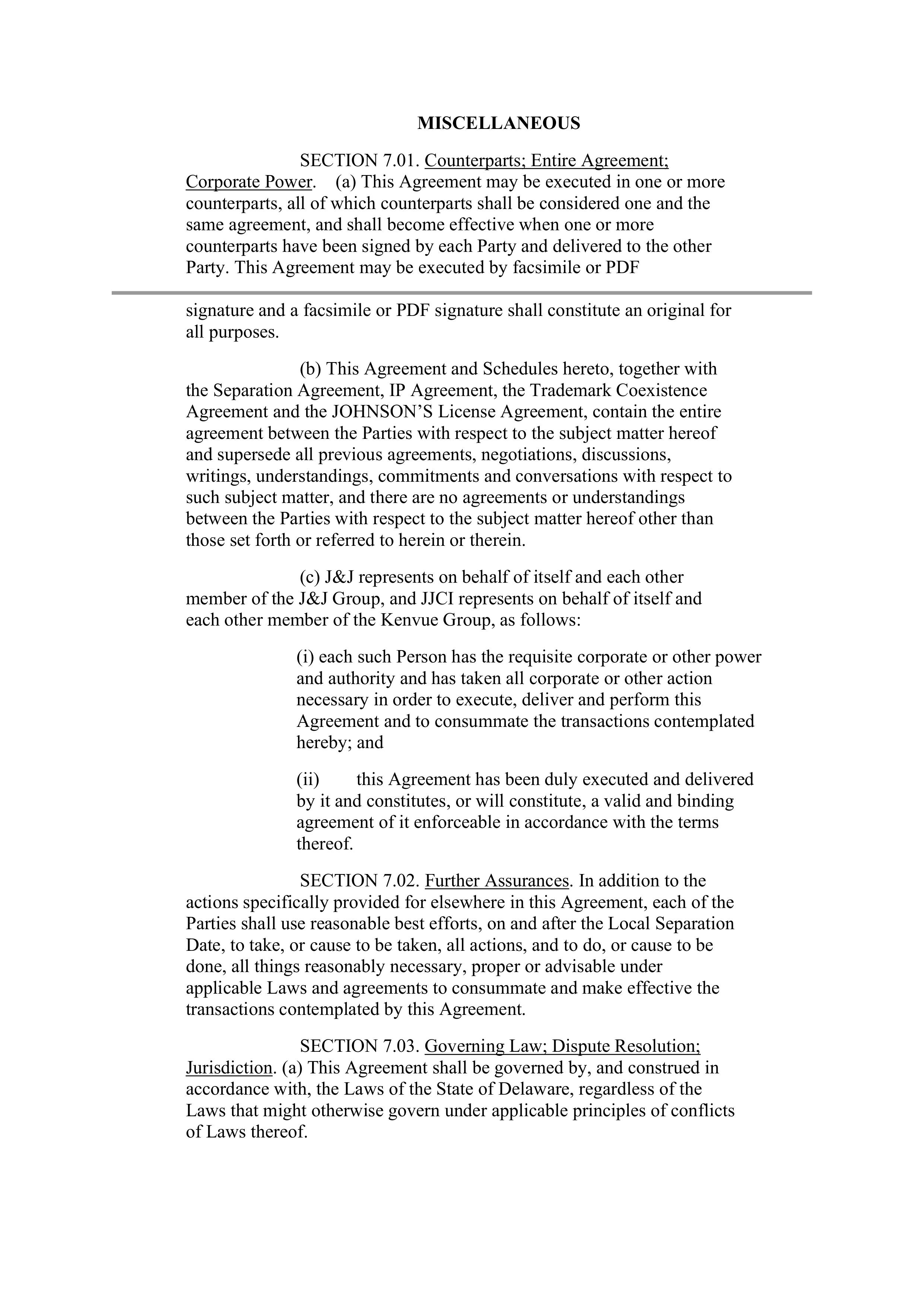 Johnson & Johnson Contract Sales and Service Agreement — page 9