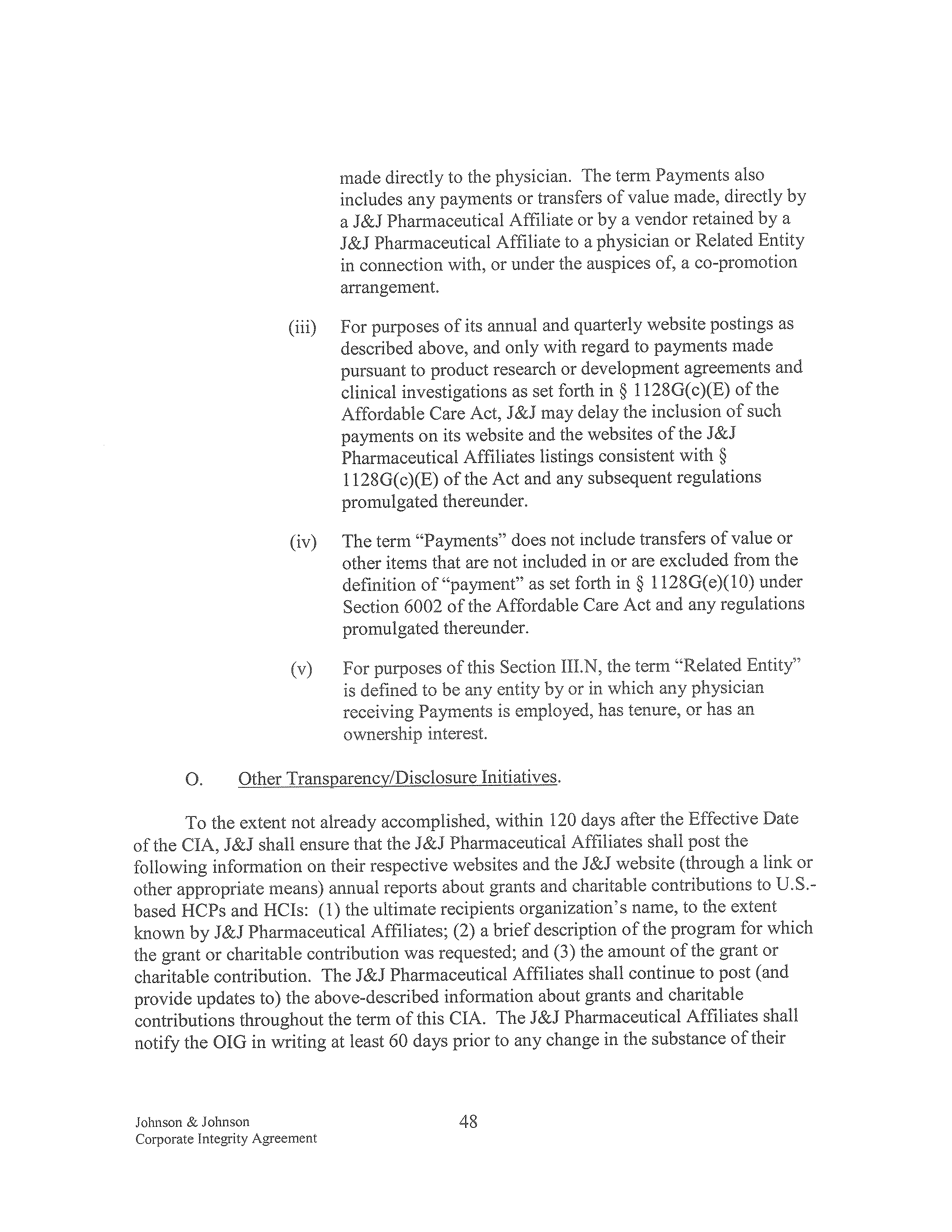 Johnson & Johnson Corporate Integrity Agreement. — page 48