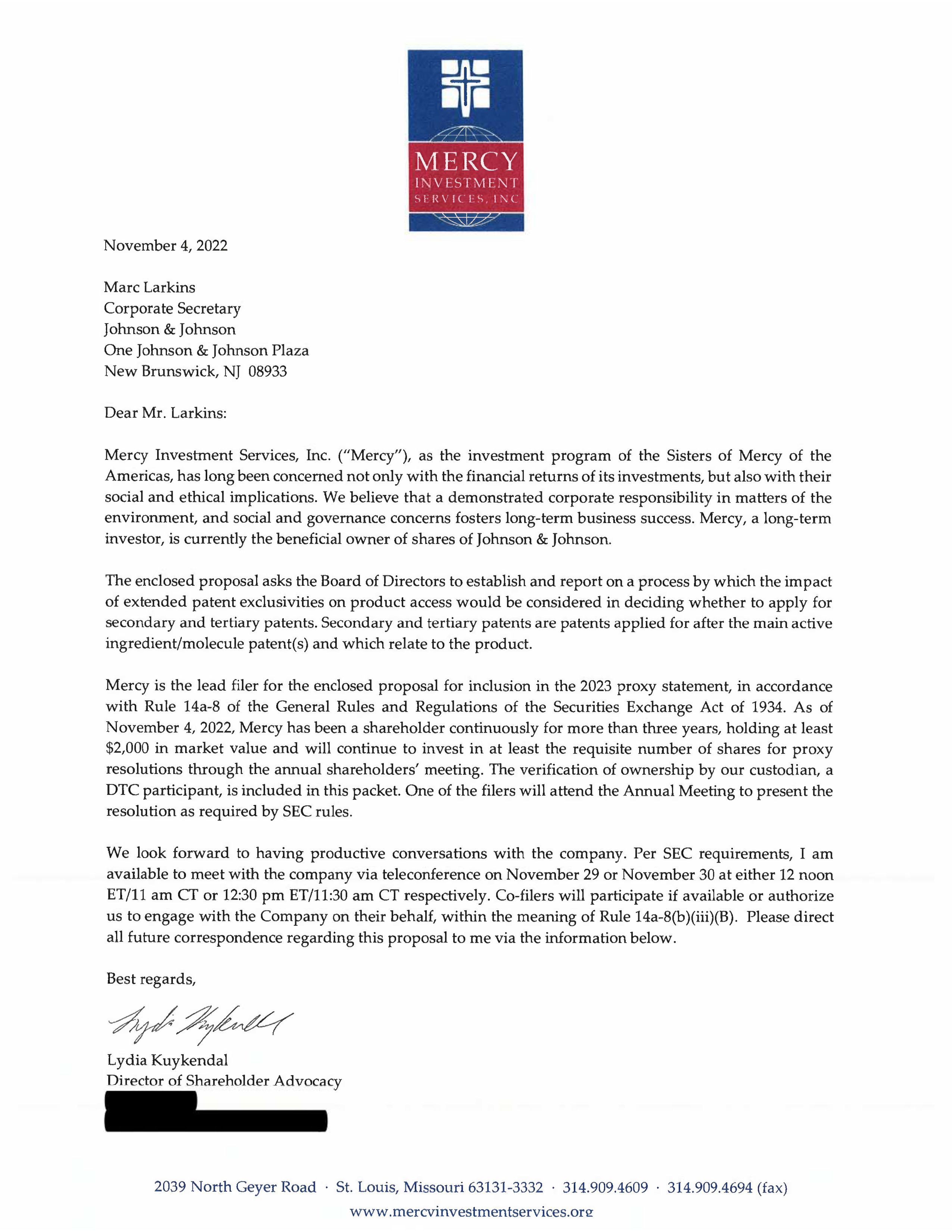 Johnson and Johnson Proposal  — page 11