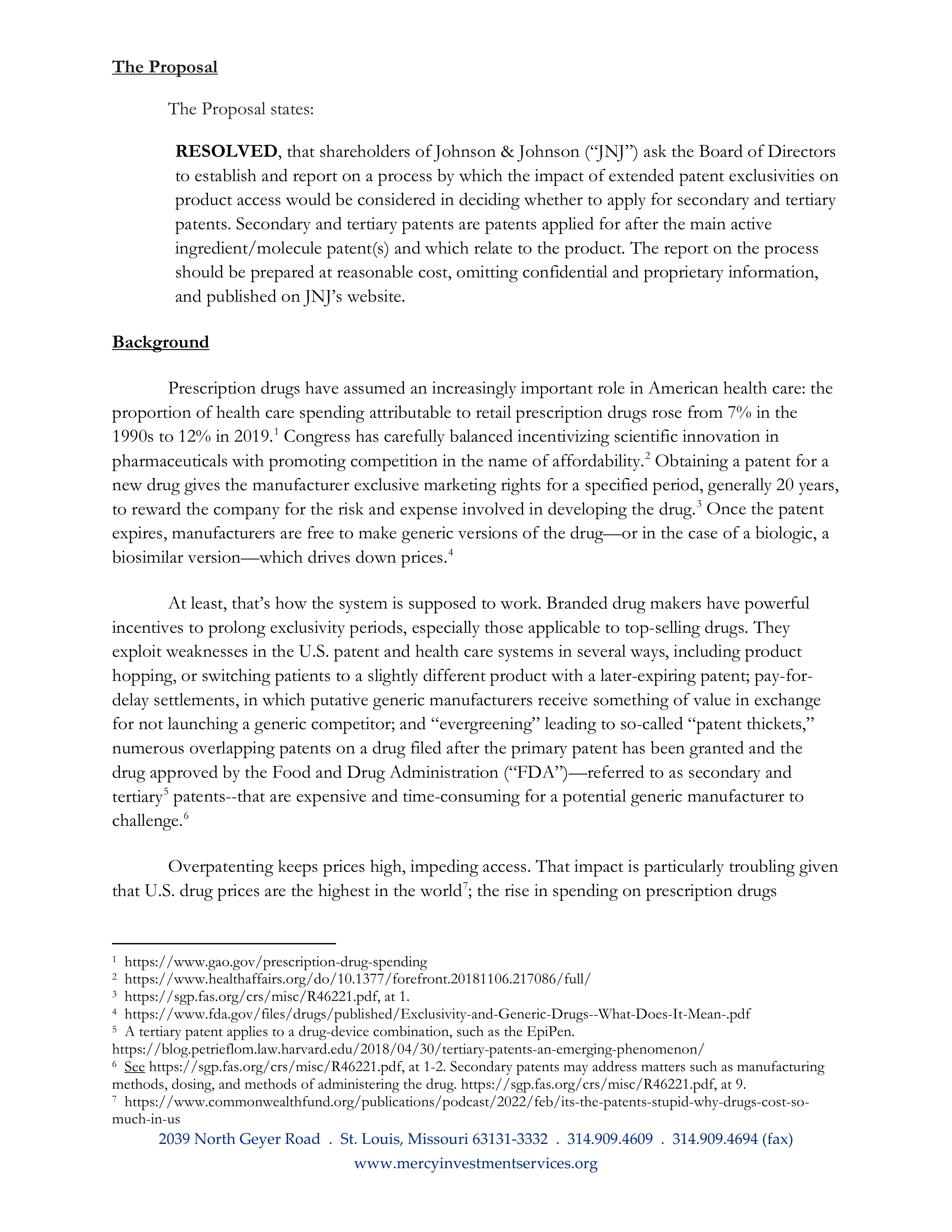 Johnson and Johnson Proposal  — page 15
