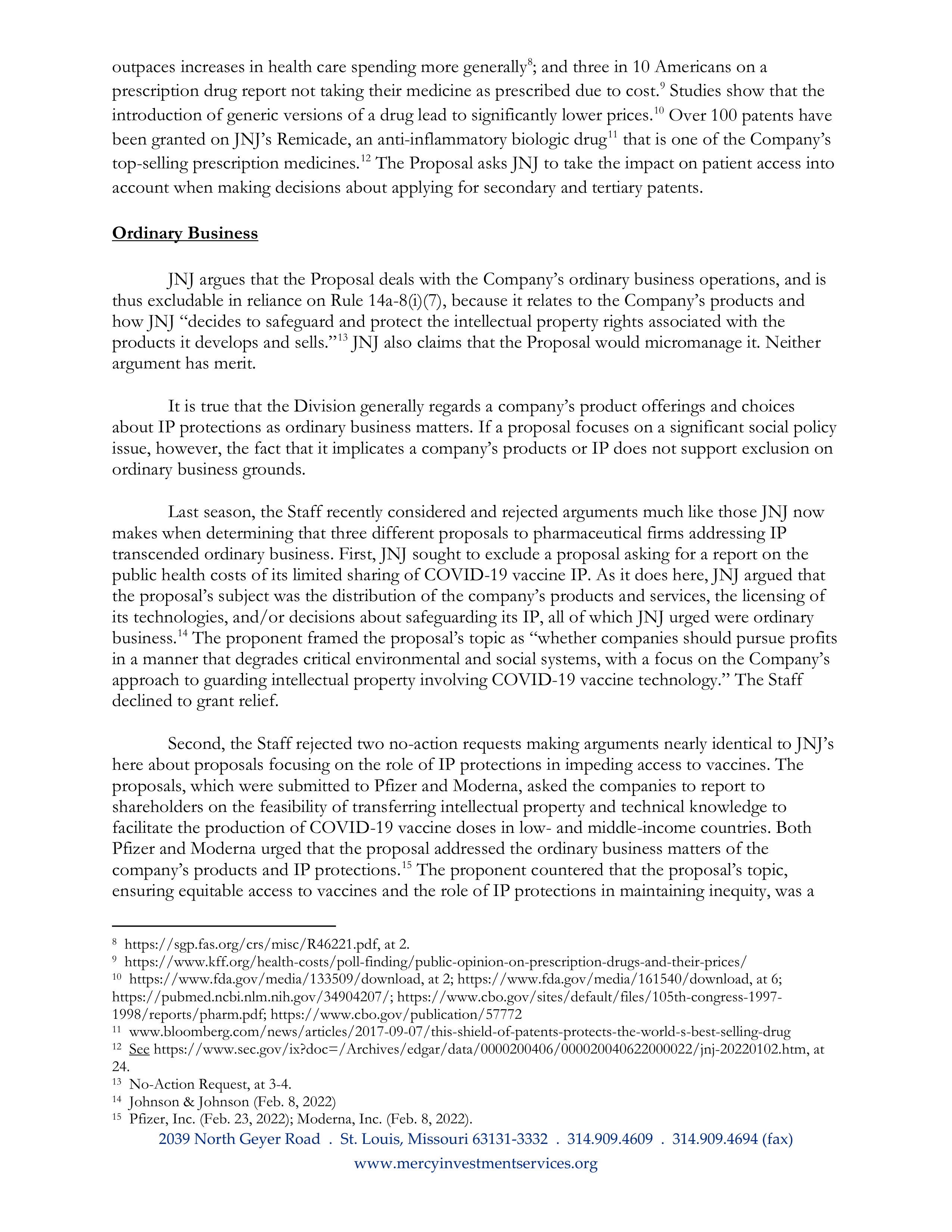 Johnson and Johnson Proposal  — page 16