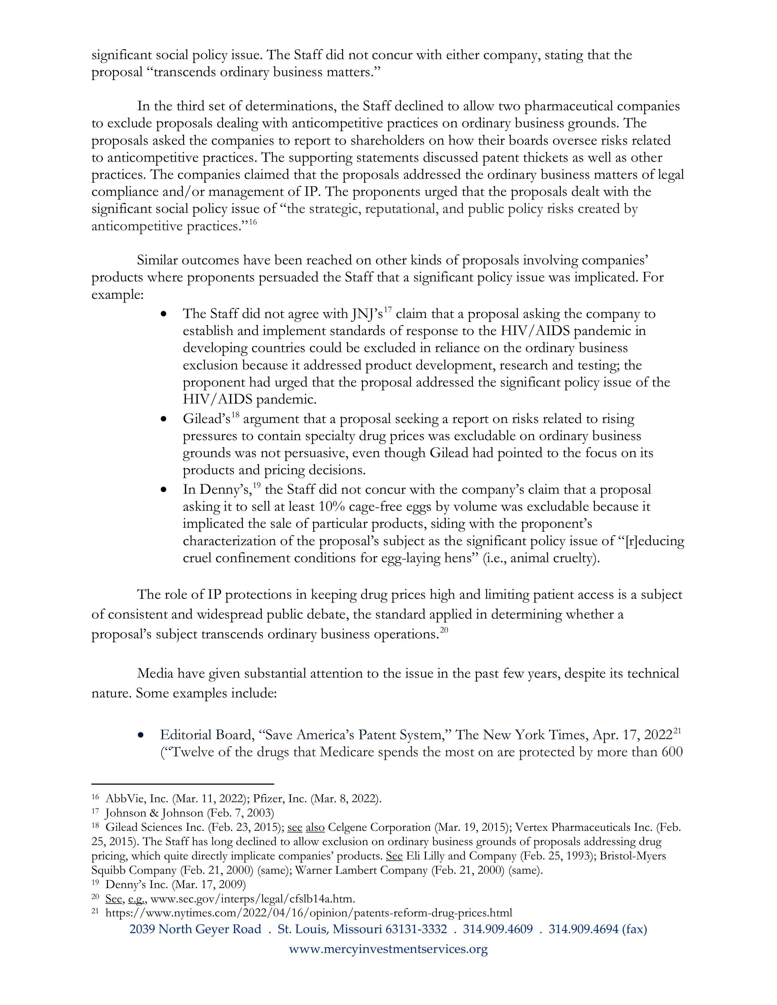 Johnson and Johnson Proposal  — page 17
