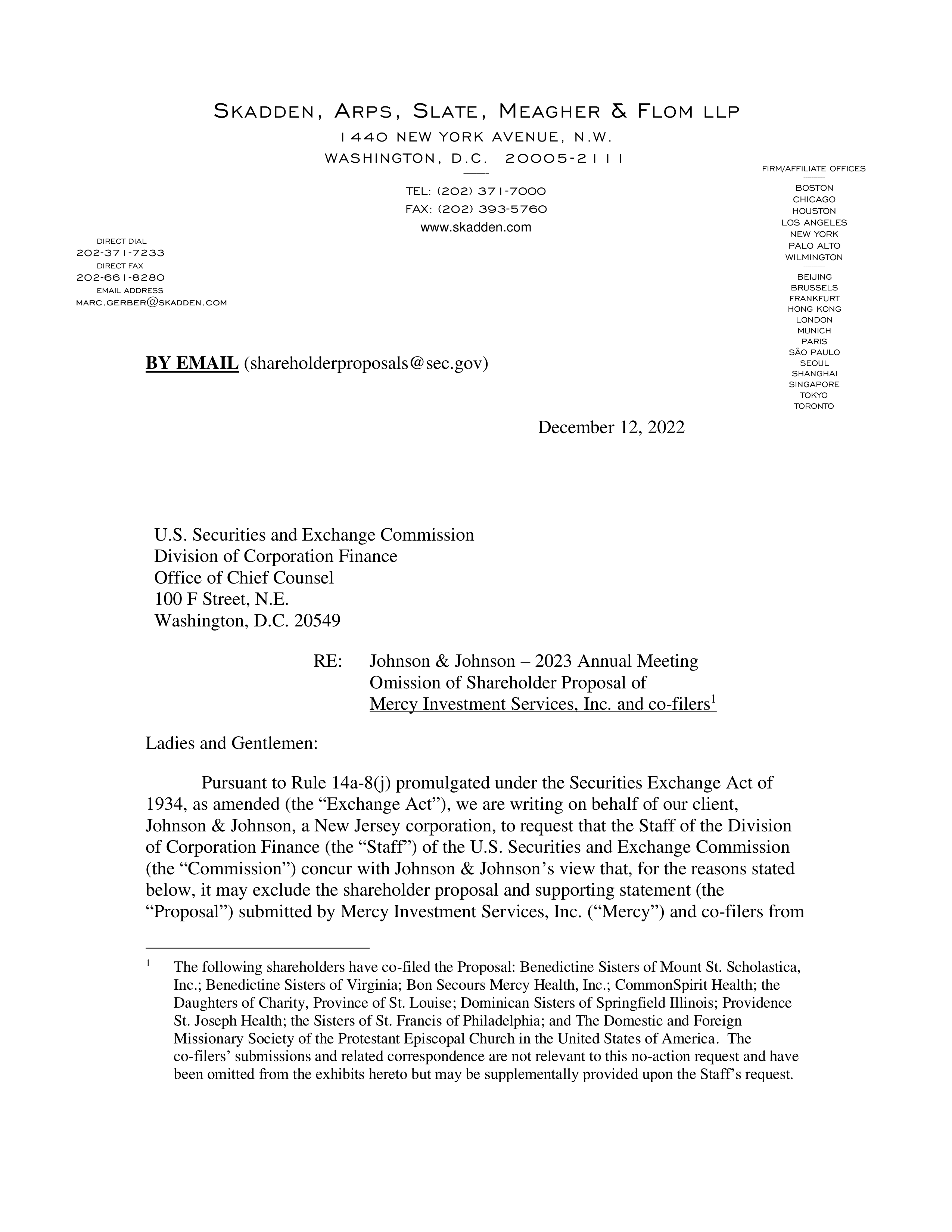 Johnson and Johnson Proposal  — page 2