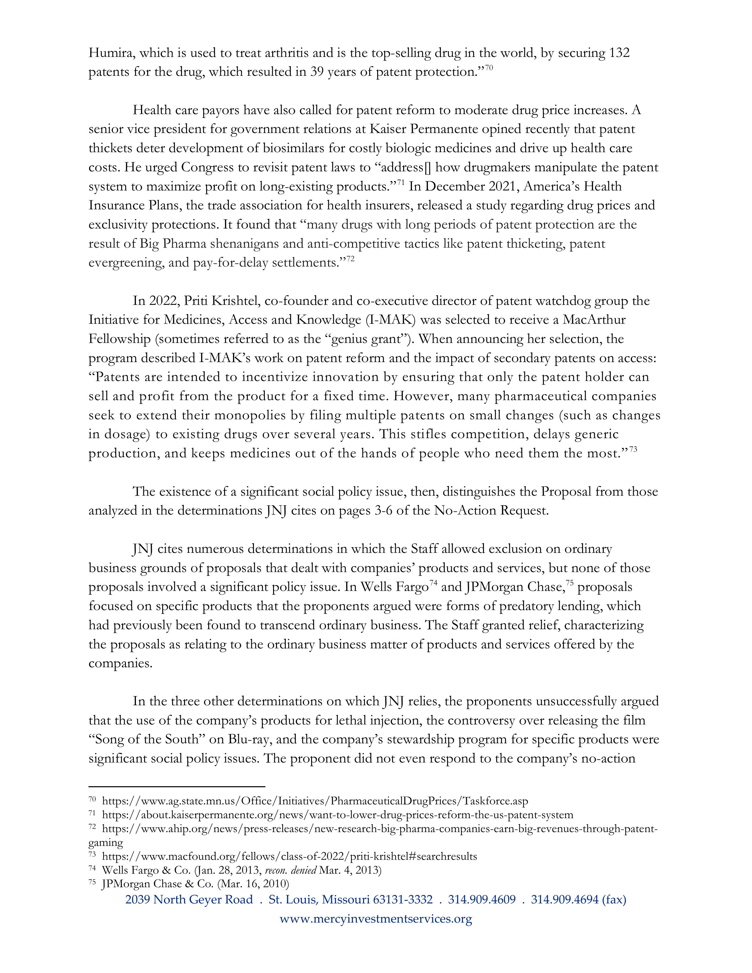 Johnson and Johnson Proposal  — page 24