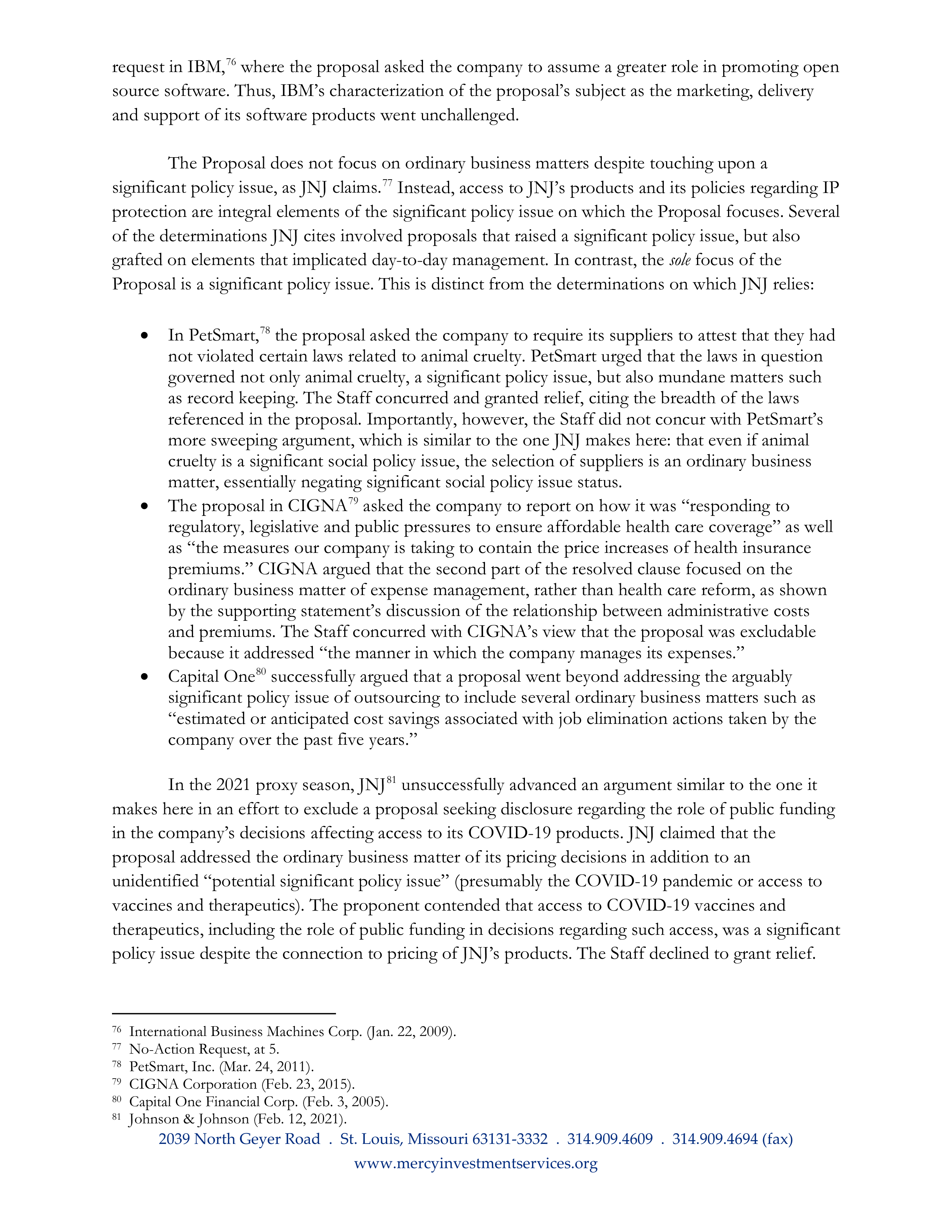 Johnson and Johnson Proposal  — page 25