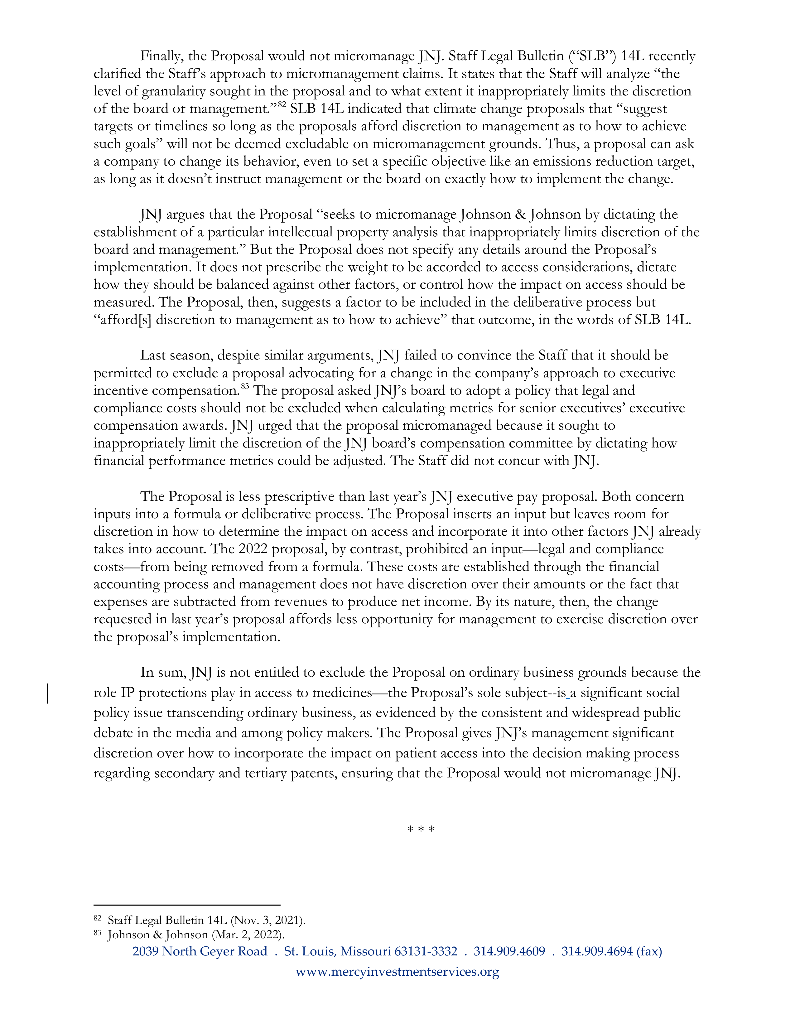 Johnson and Johnson Proposal  — page 26