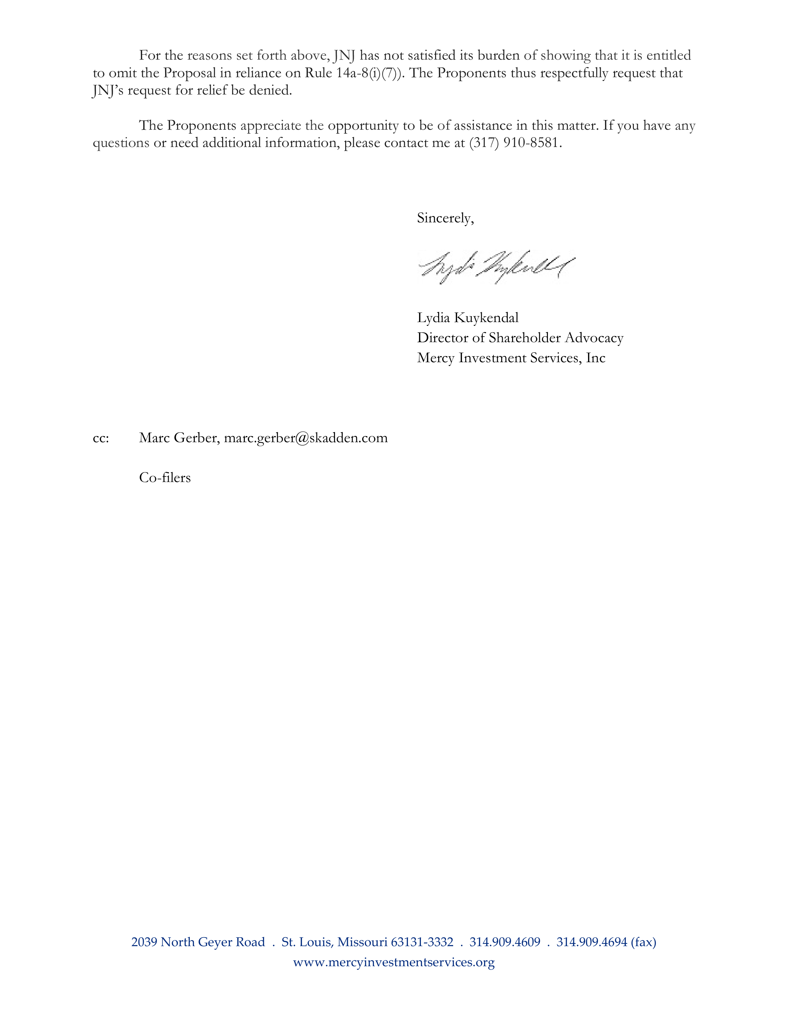 Johnson and Johnson Proposal  — page 27