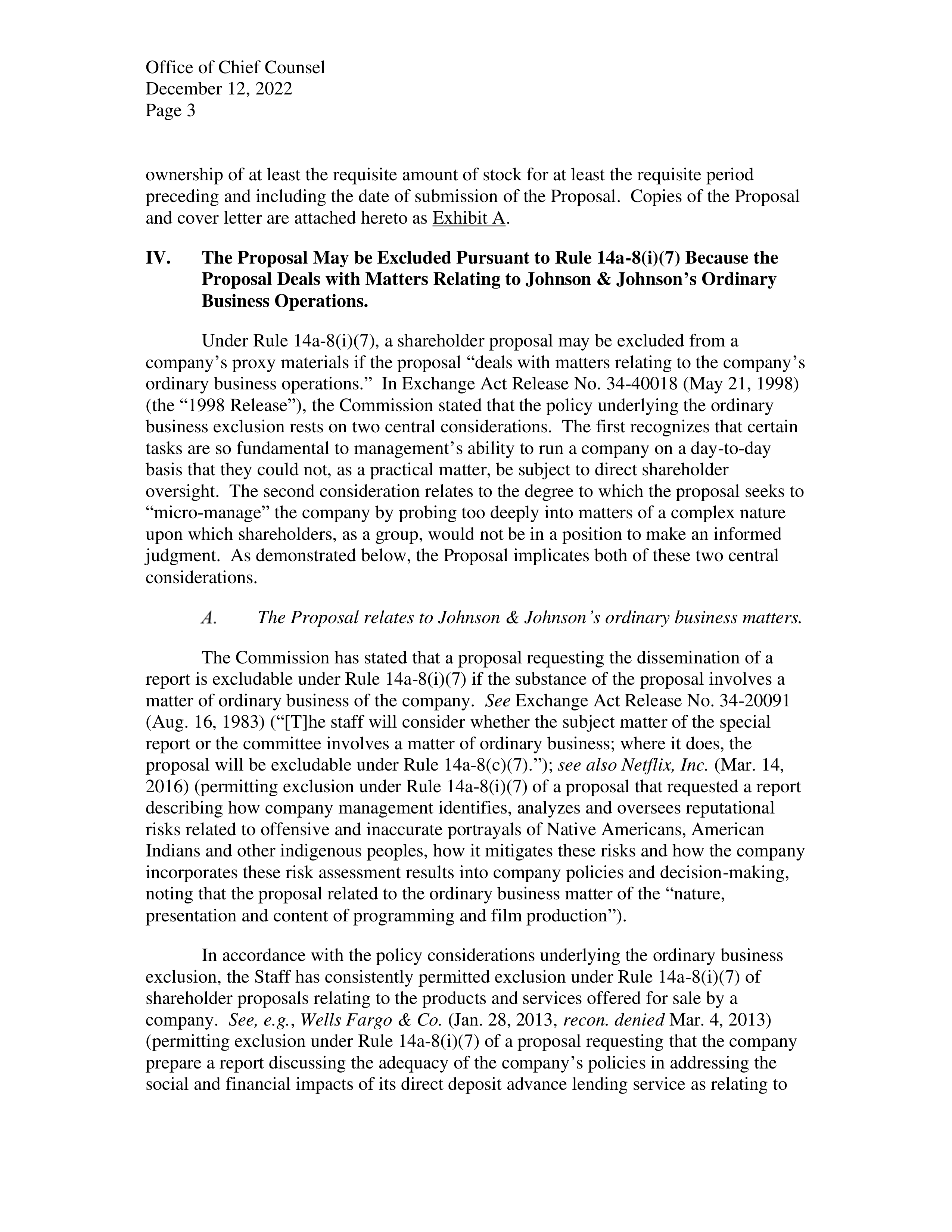 Johnson and Johnson Proposal  — page 4