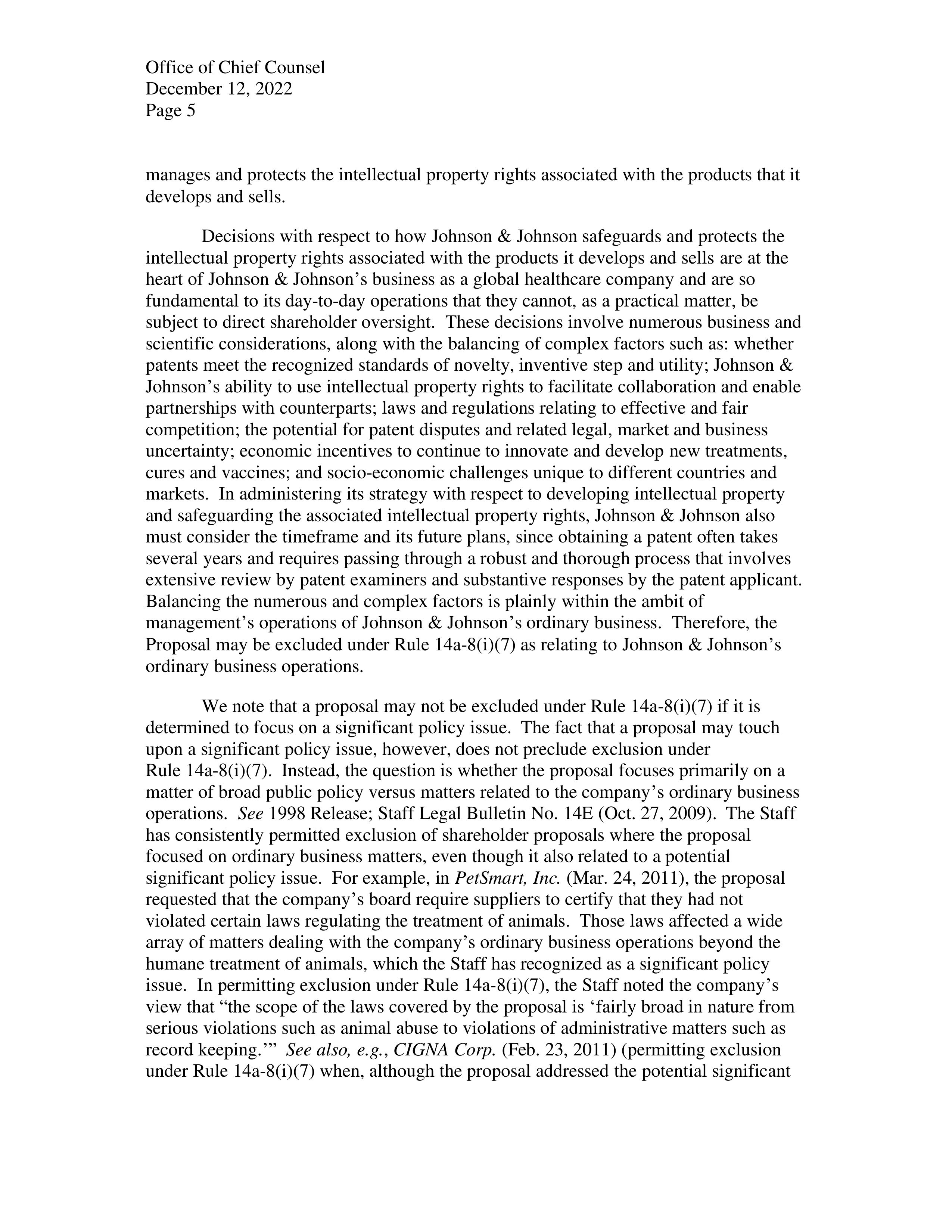 Johnson and Johnson Proposal  — page 6