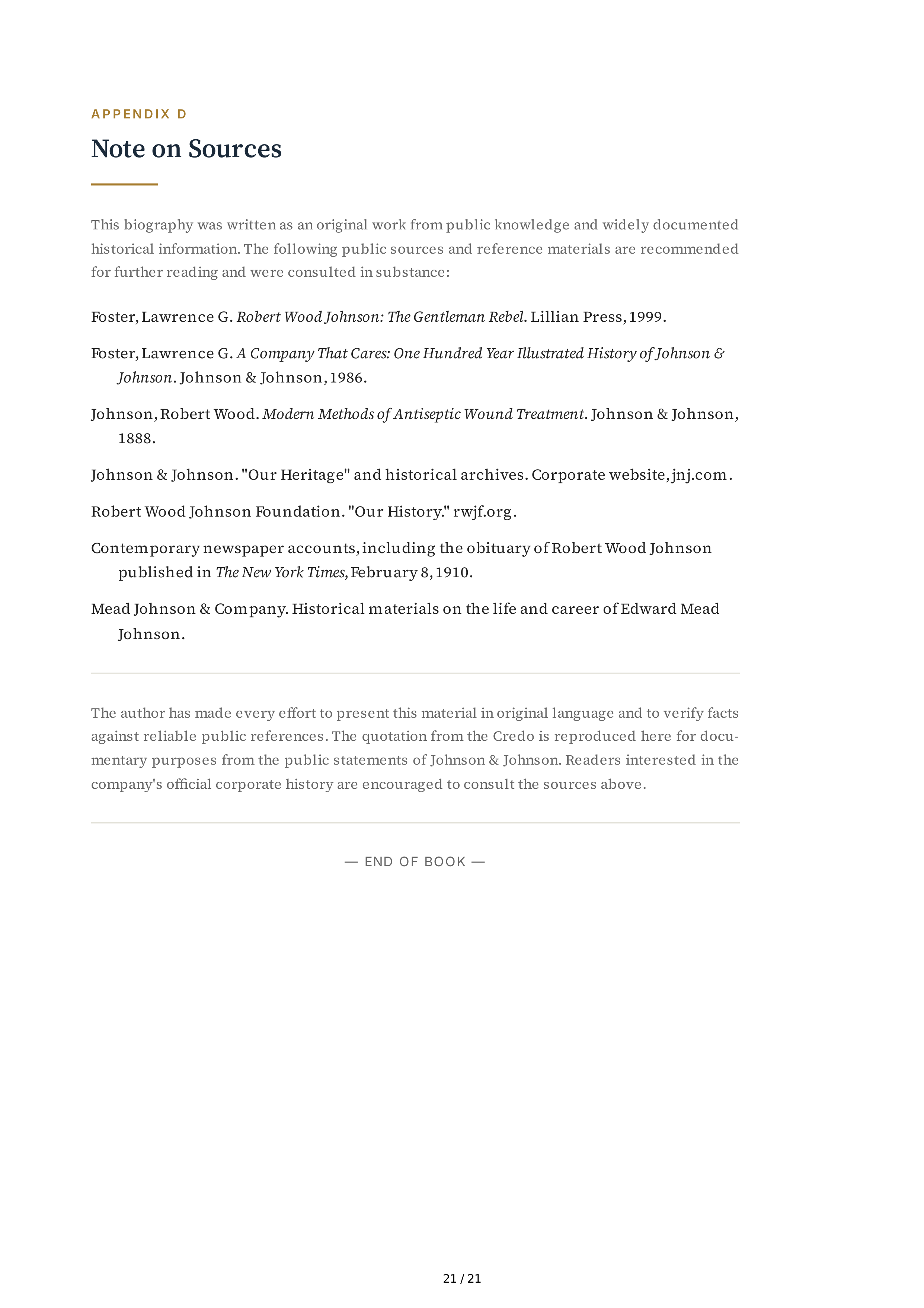 Johnson & Johnson Robert Wood Johnson The Gentleman Rebel Biography — page 21