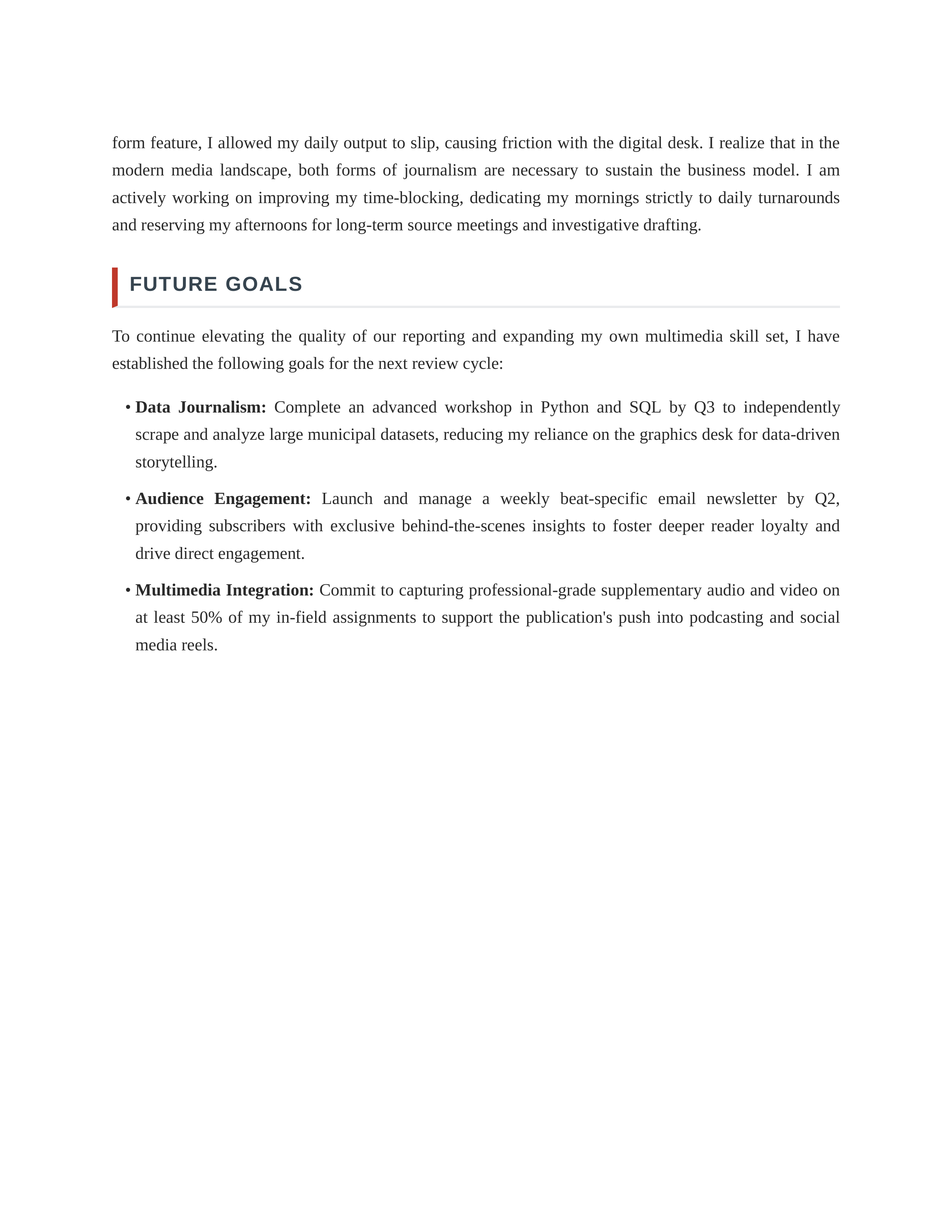 Journalist Self Performance Review — page 2