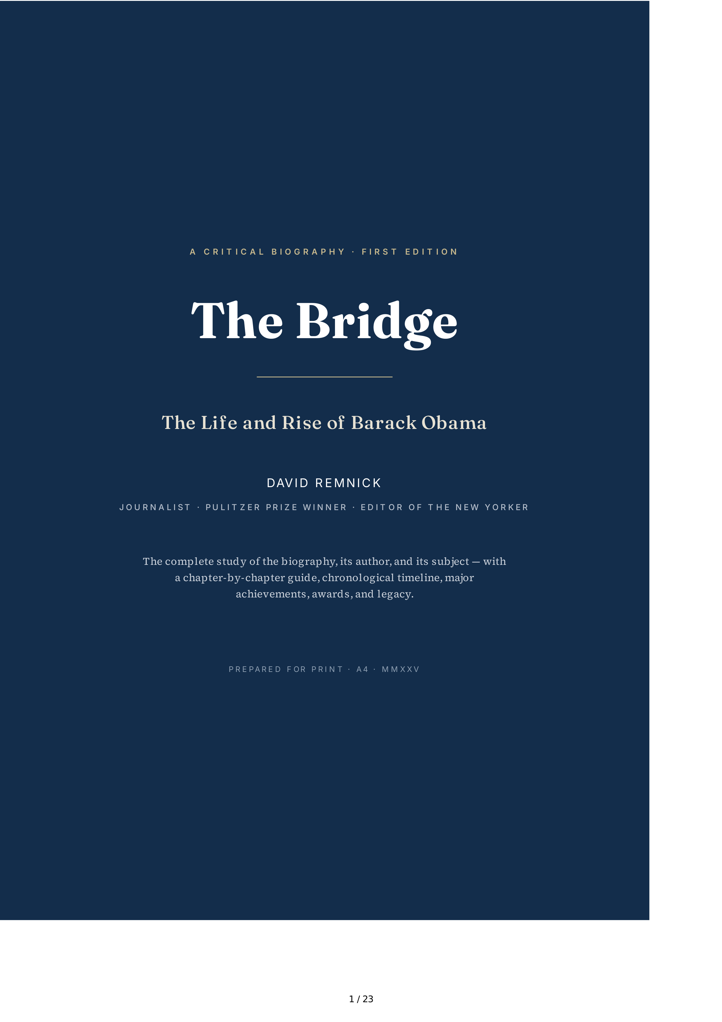 Journalists David Remnick The Bridge The Life and Rise of Barack Obama Biography — page 1