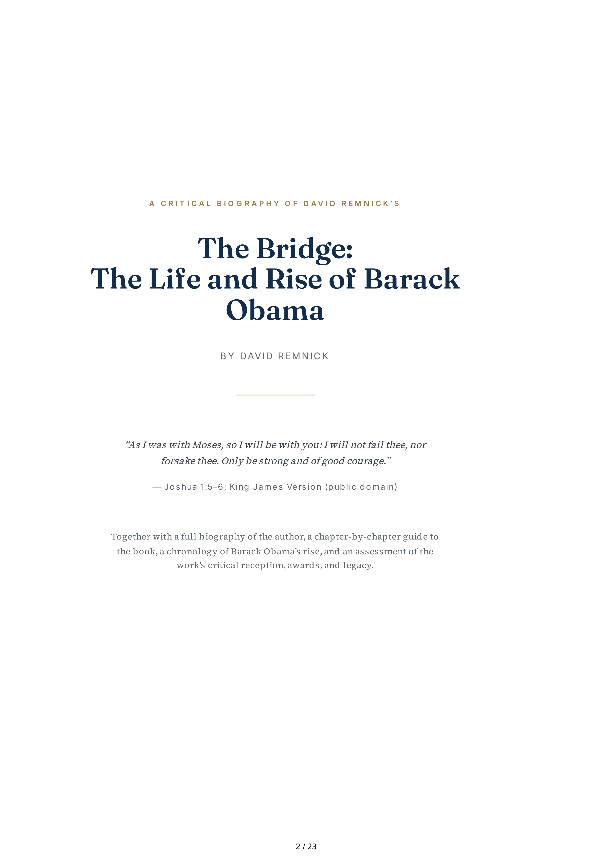 Journalists David Remnick The Bridge The Life and Rise of Barack Obama Biography — page 2