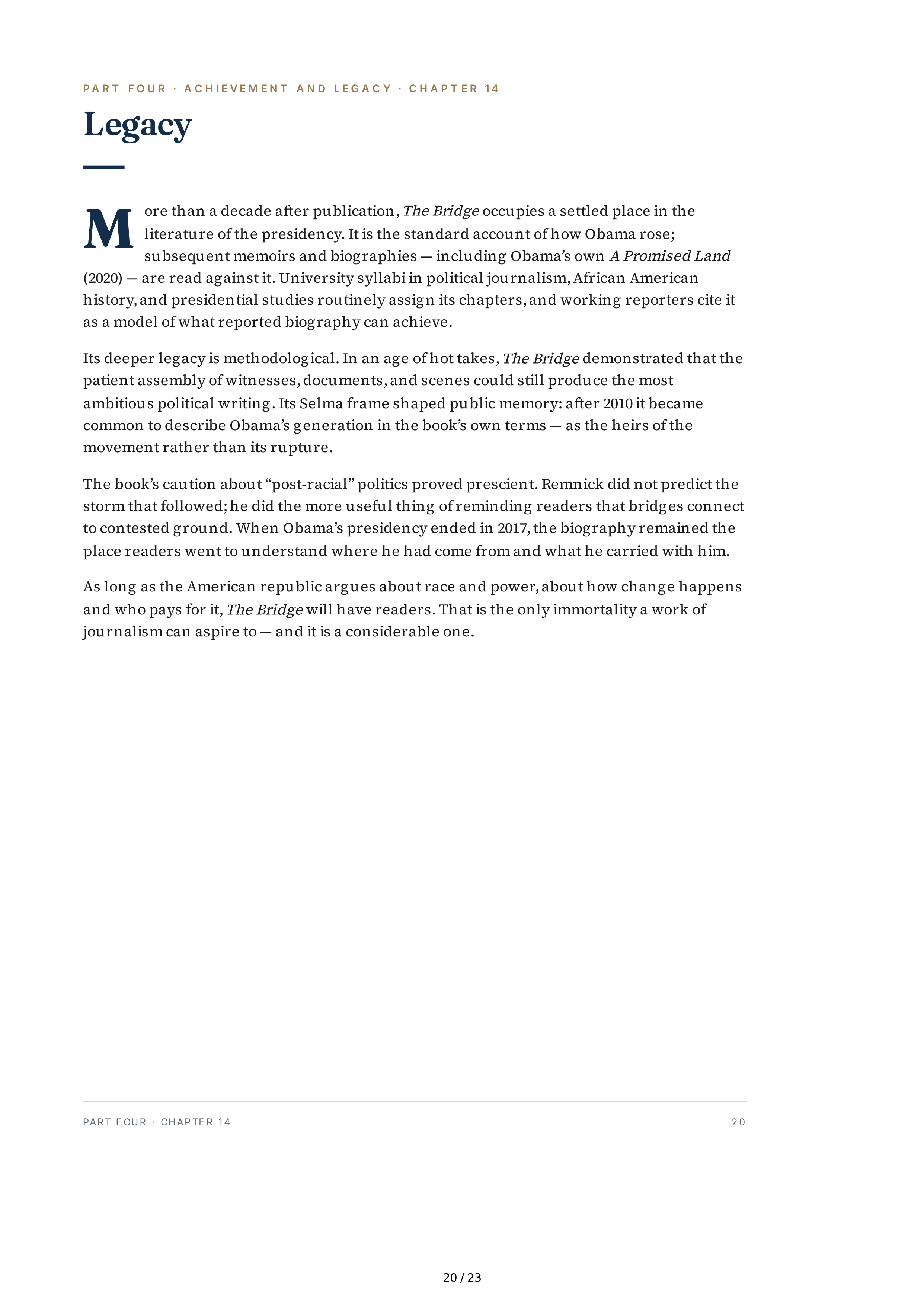 Journalists David Remnick The Bridge The Life and Rise of Barack Obama Biography — page 20