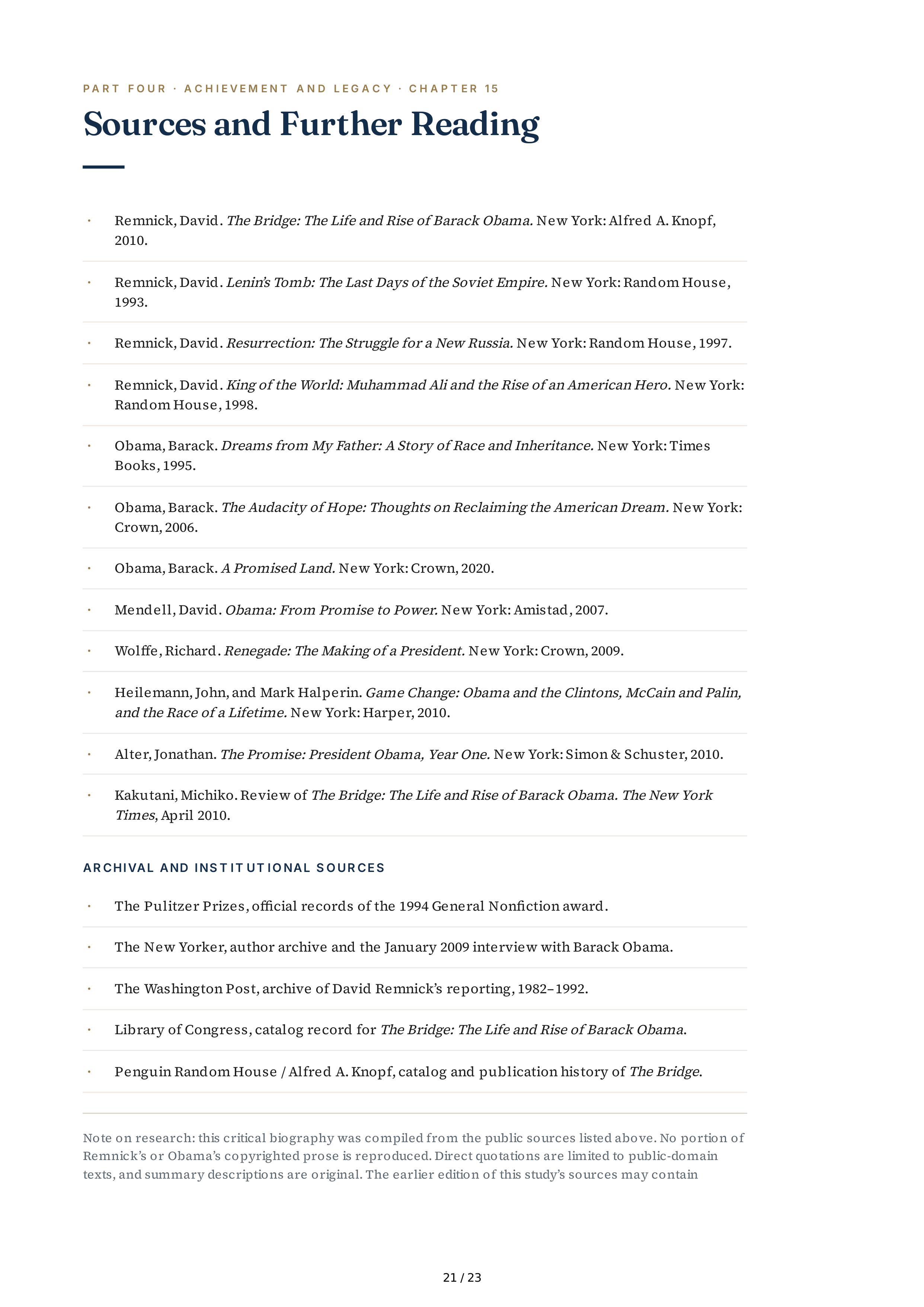 Journalists David Remnick The Bridge The Life and Rise of Barack Obama Biography — page 21