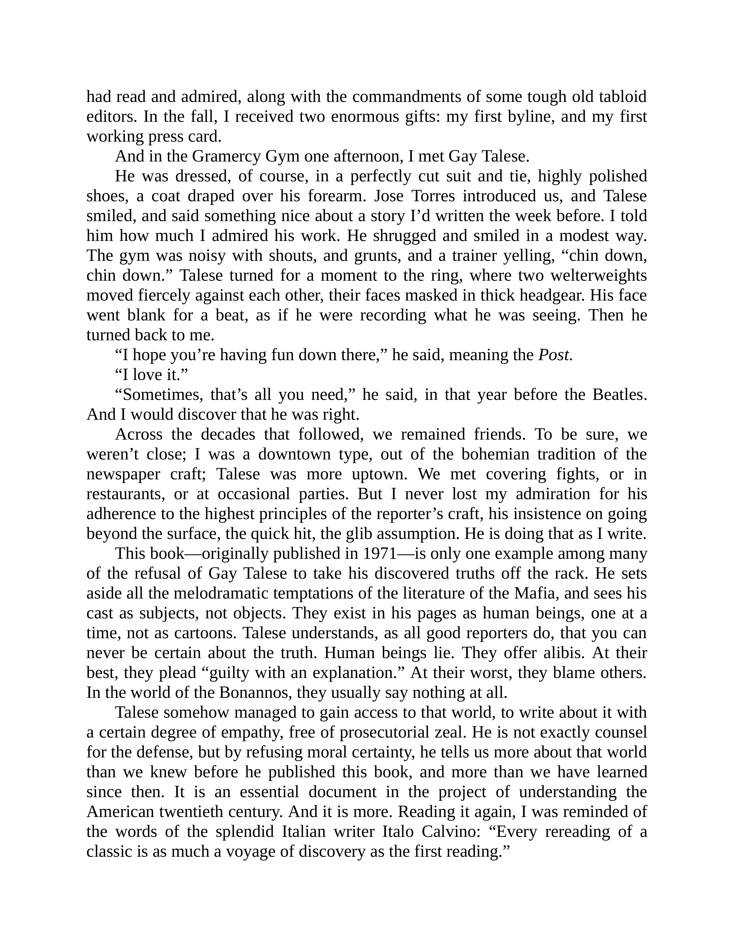 Journalist Gay Talese Honor Thy Father Biography — page 10