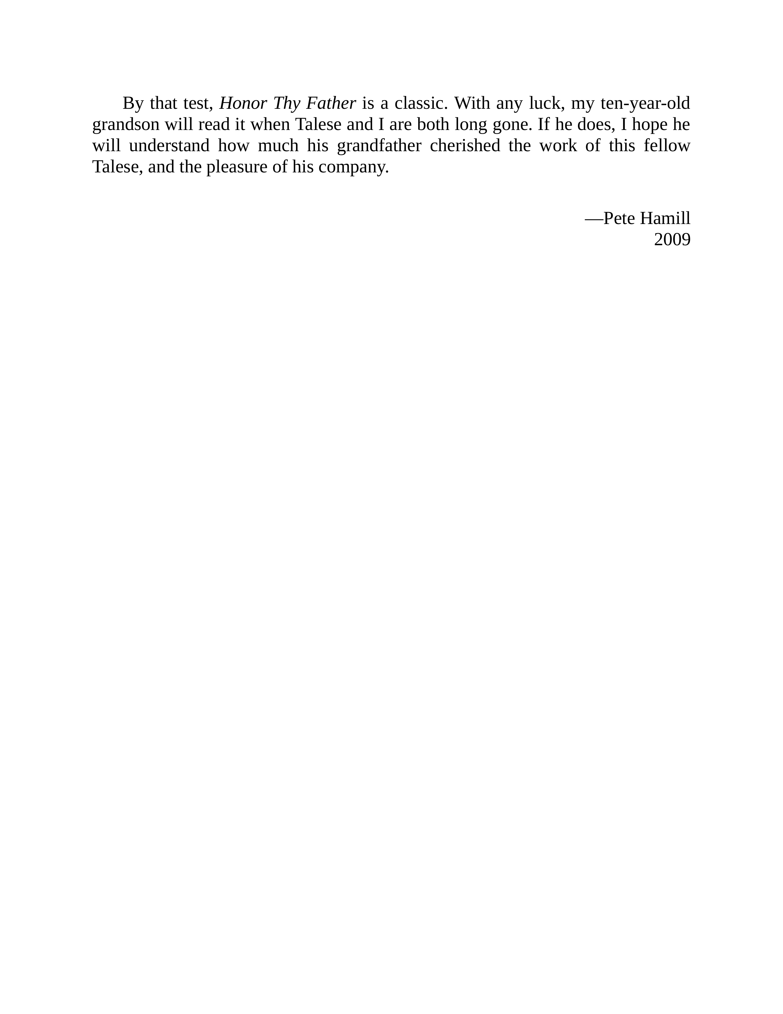 Journalist Gay Talese Honor Thy Father Biography — page 11