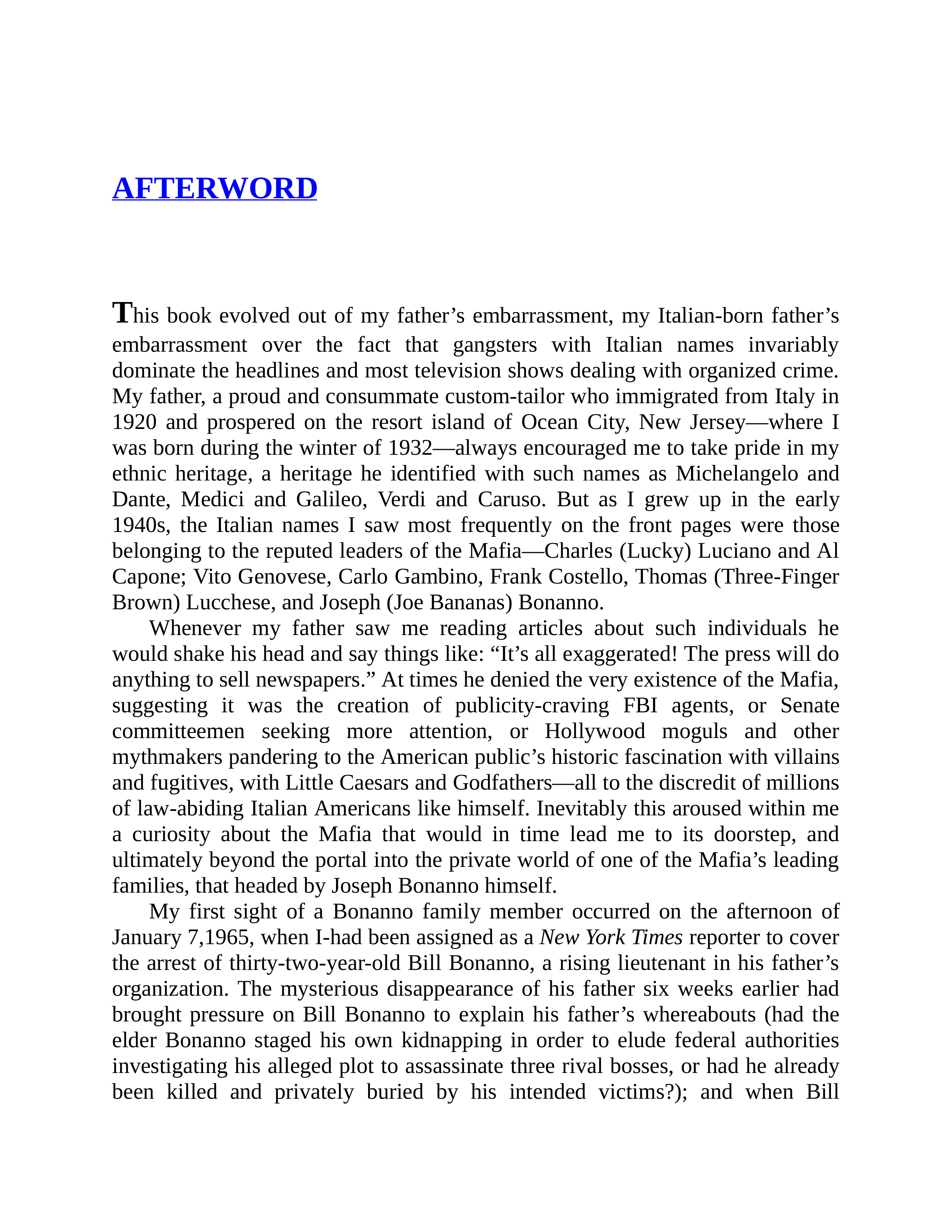 Journalist Gay Talese Honor Thy Father Biography — page 410