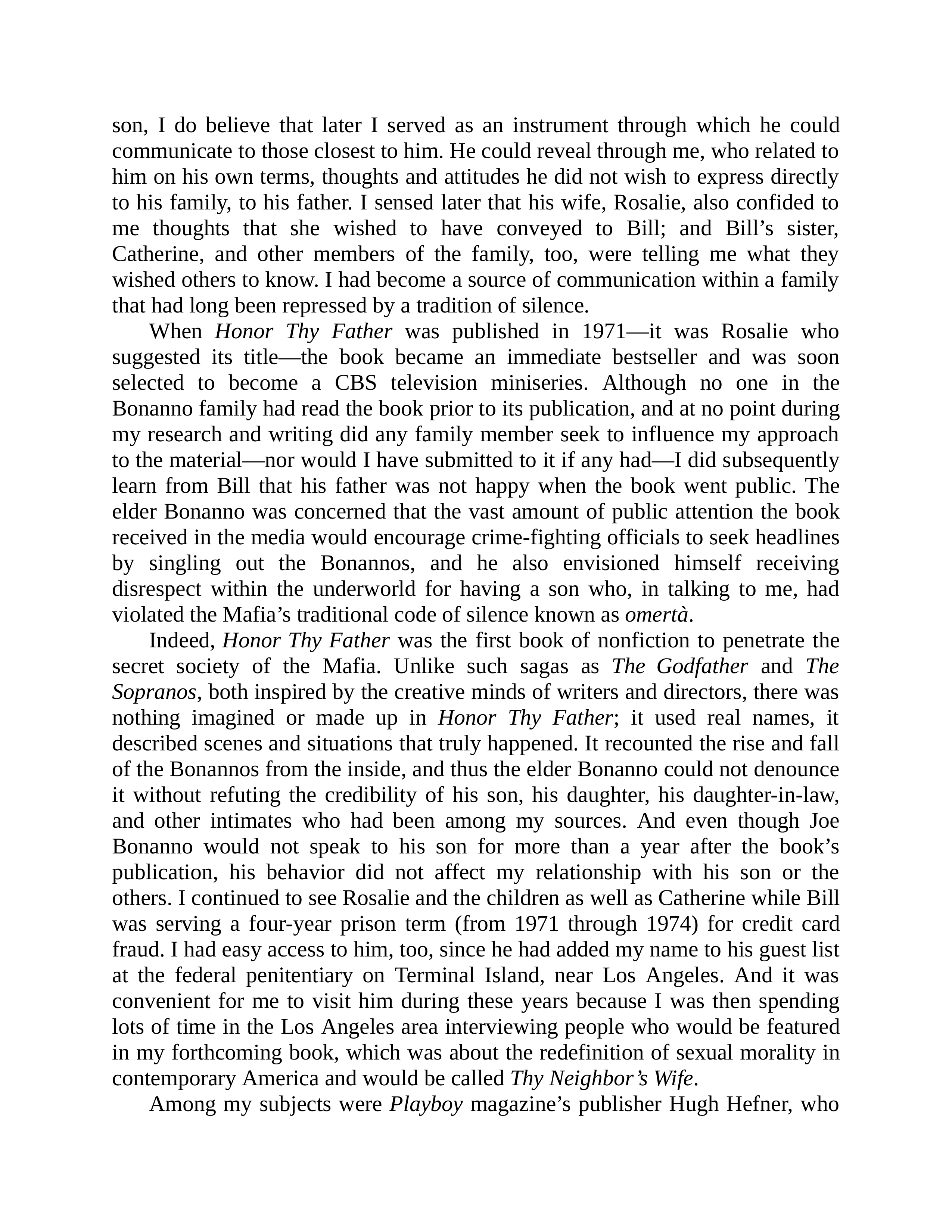Journalist Gay Talese Honor Thy Father Biography — page 415