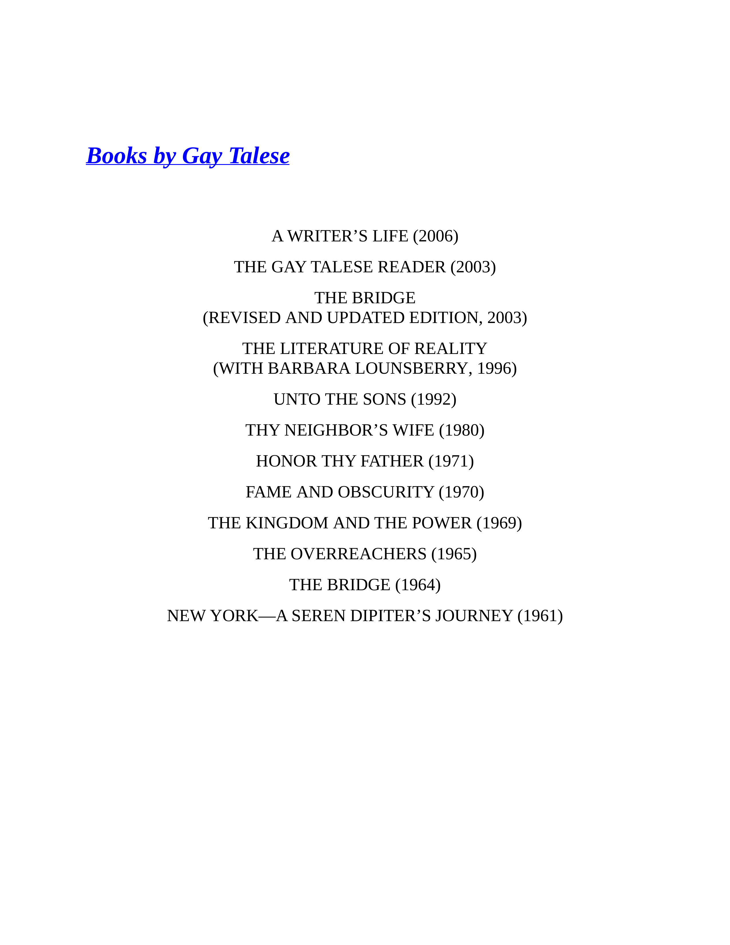 Journalist Gay Talese Honor Thy Father Biography — page 450