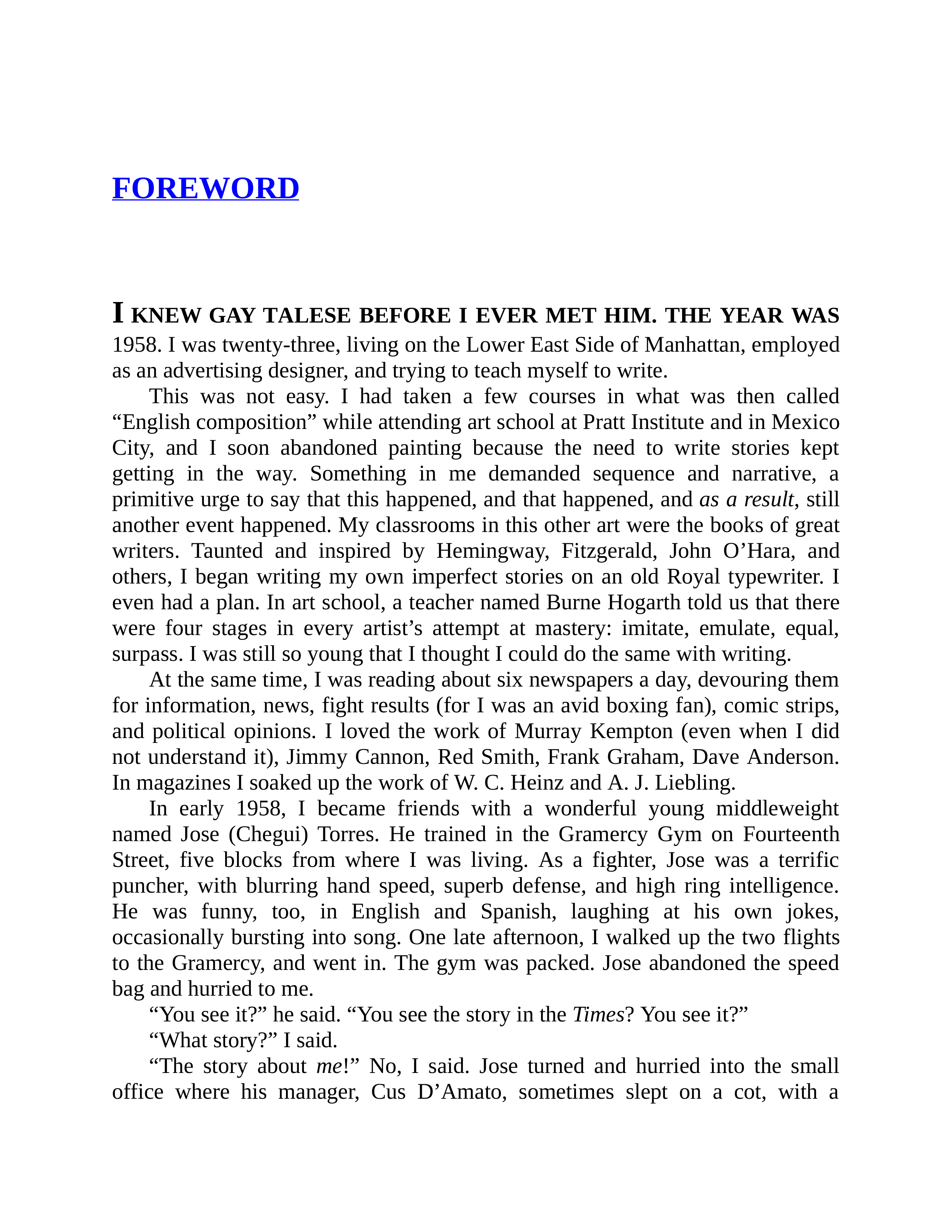 Journalist Gay Talese Honor Thy Father Biography — page 7