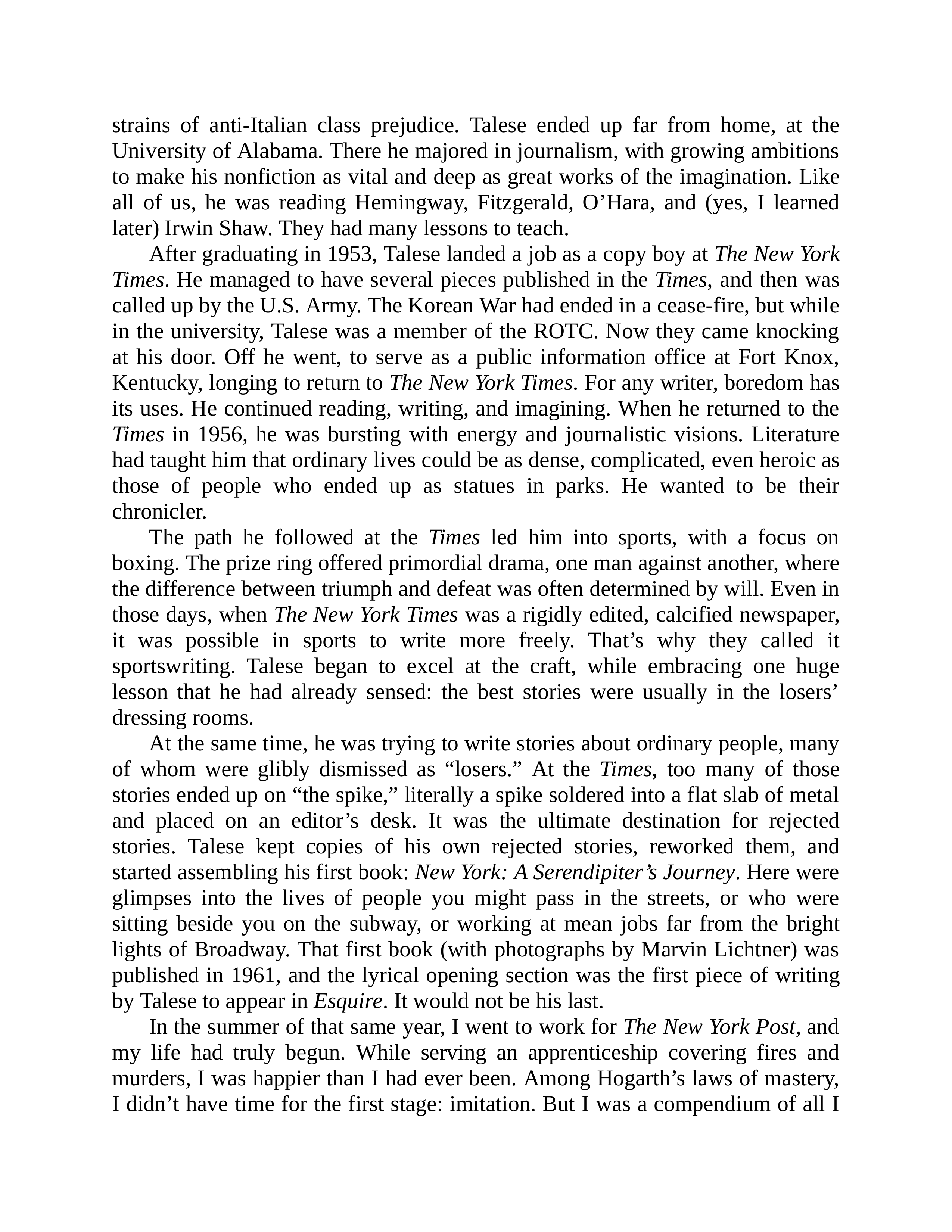 Journalist Gay Talese Honor Thy Father Biography — page 9