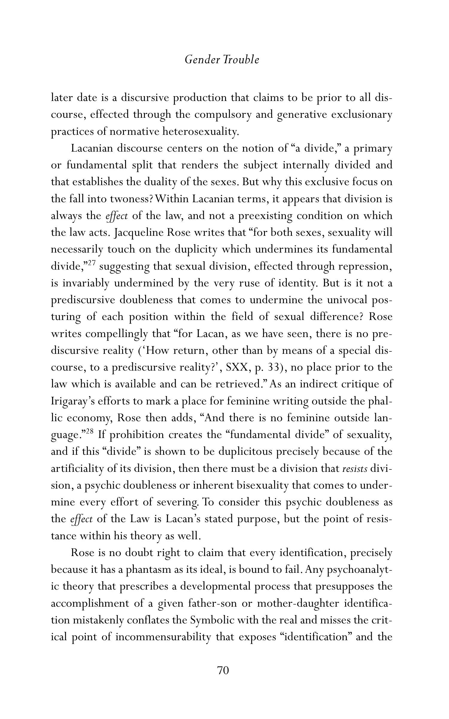 Judith Butler Gender Trouble Biography — page 105