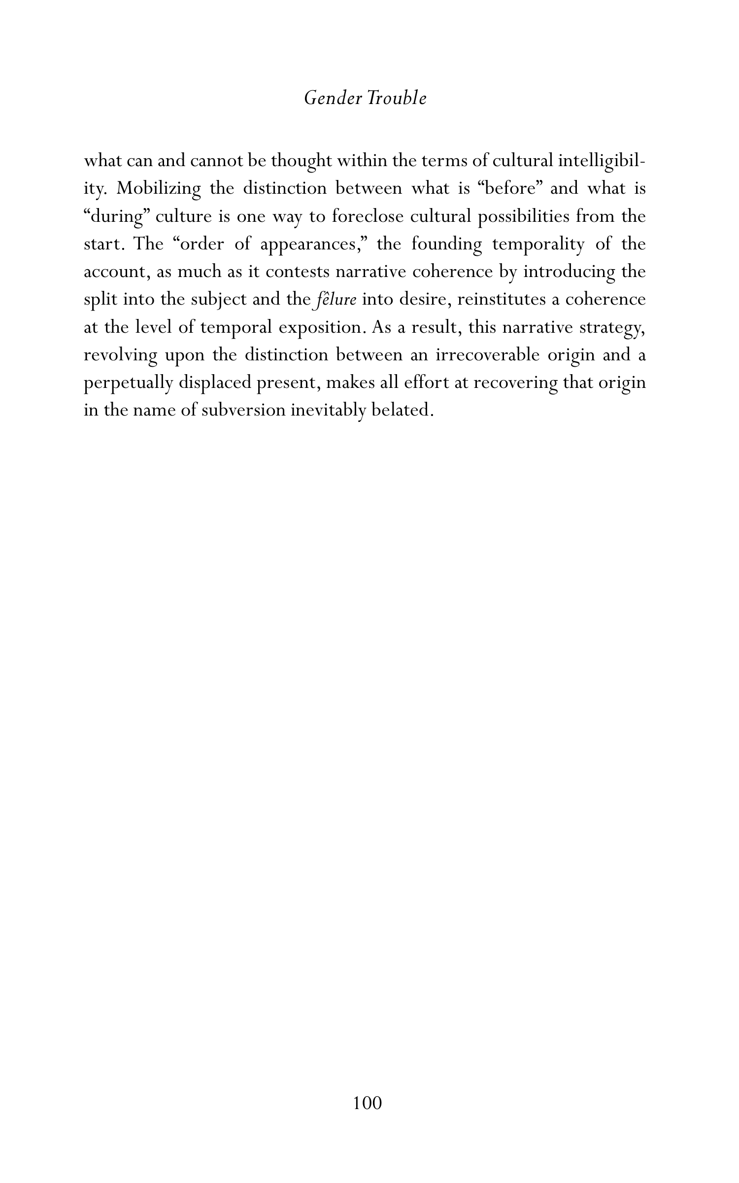 Judith Butler Gender Trouble Biography — page 135