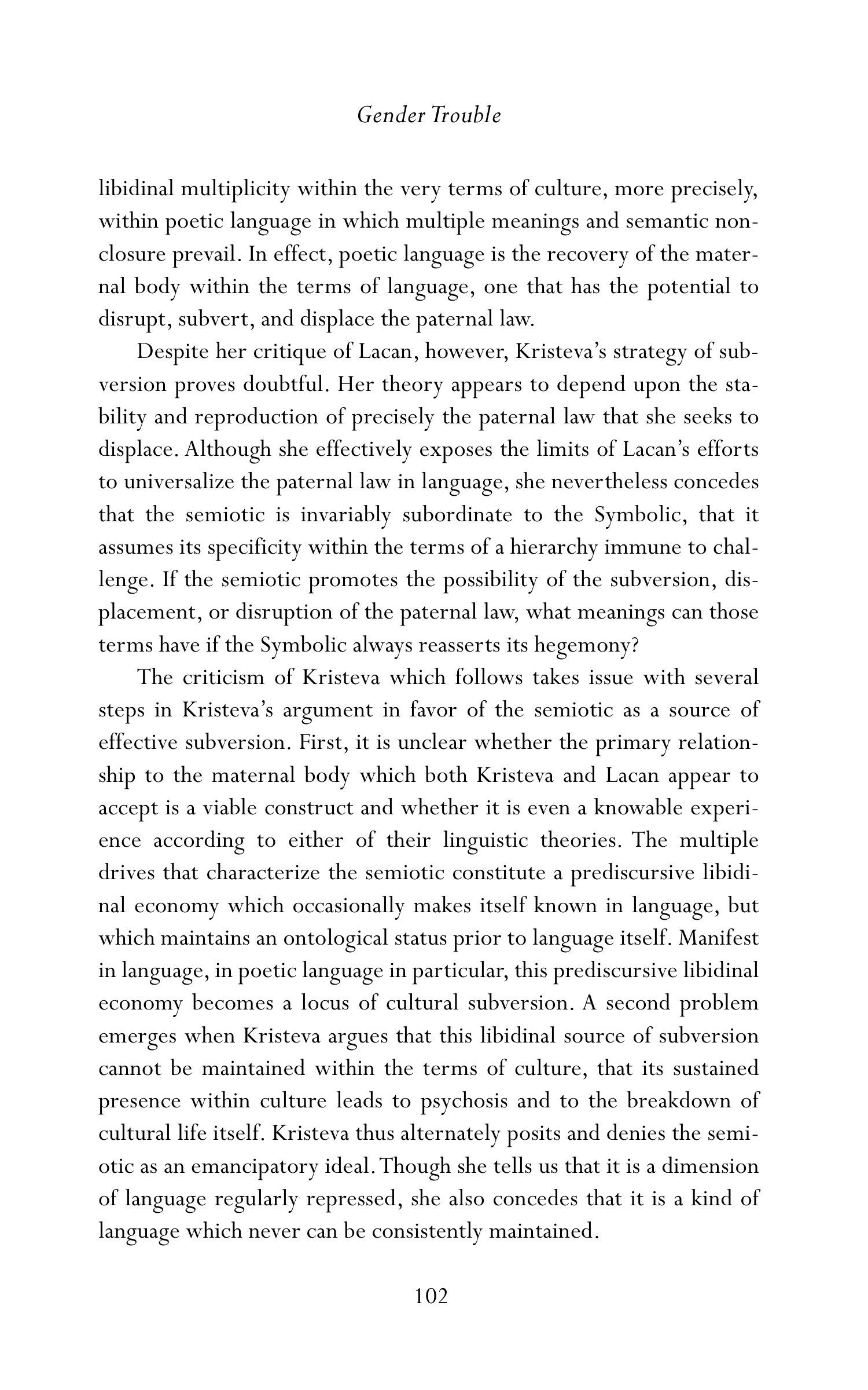 Judith Butler Gender Trouble Biography — page 137