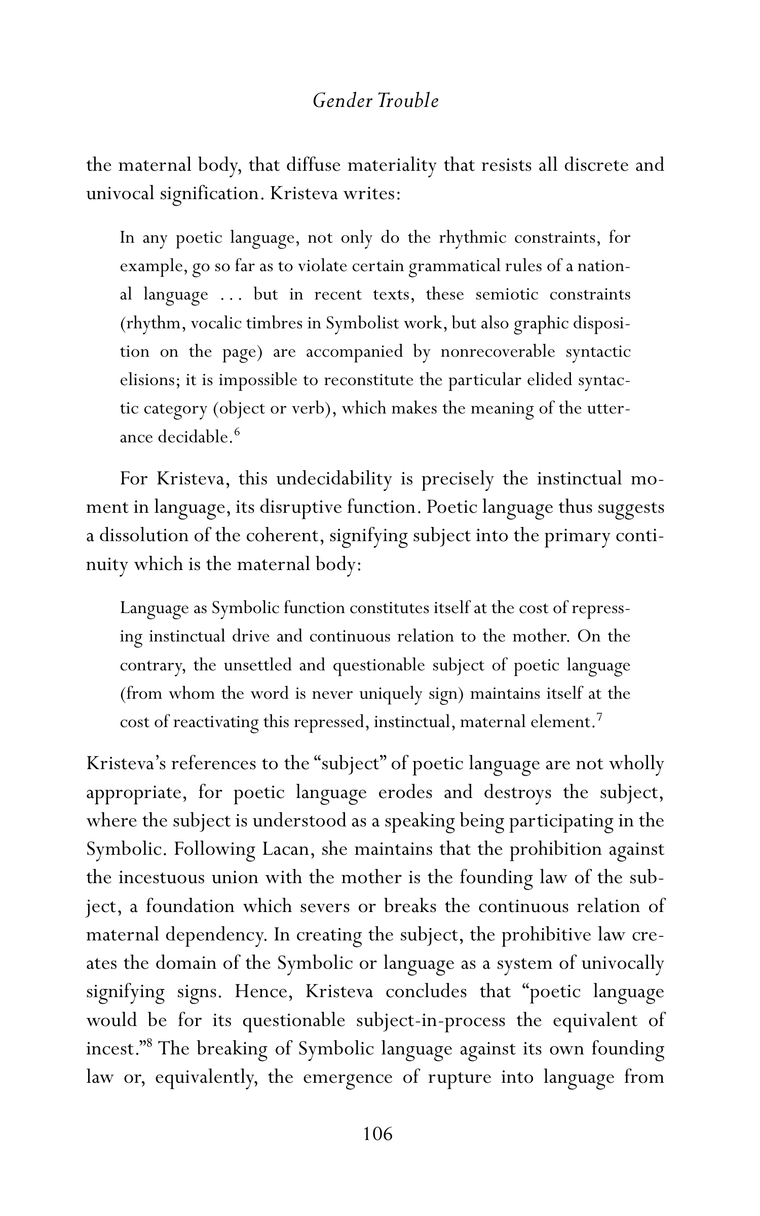 Judith Butler Gender Trouble Biography — page 141