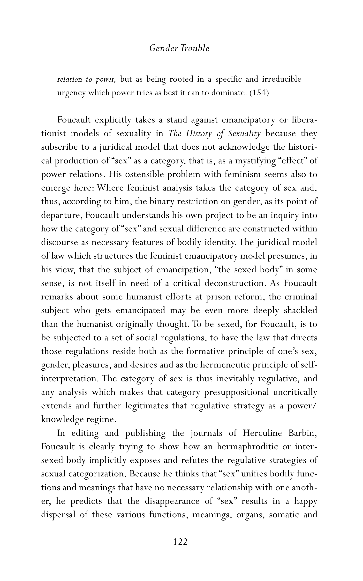 Judith Butler Gender Trouble Biography — page 157