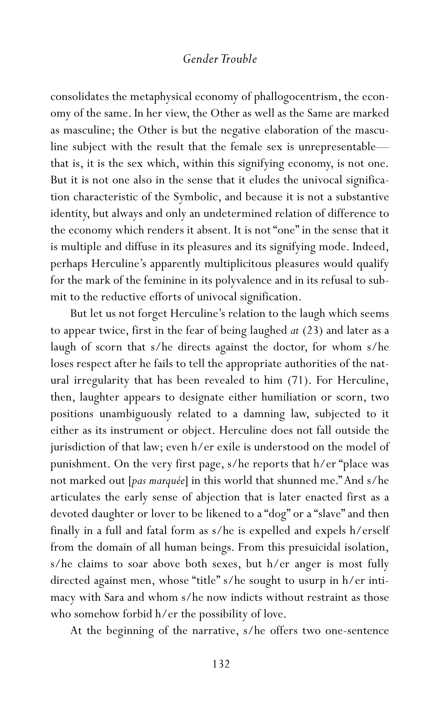 Judith Butler Gender Trouble Biography — page 167