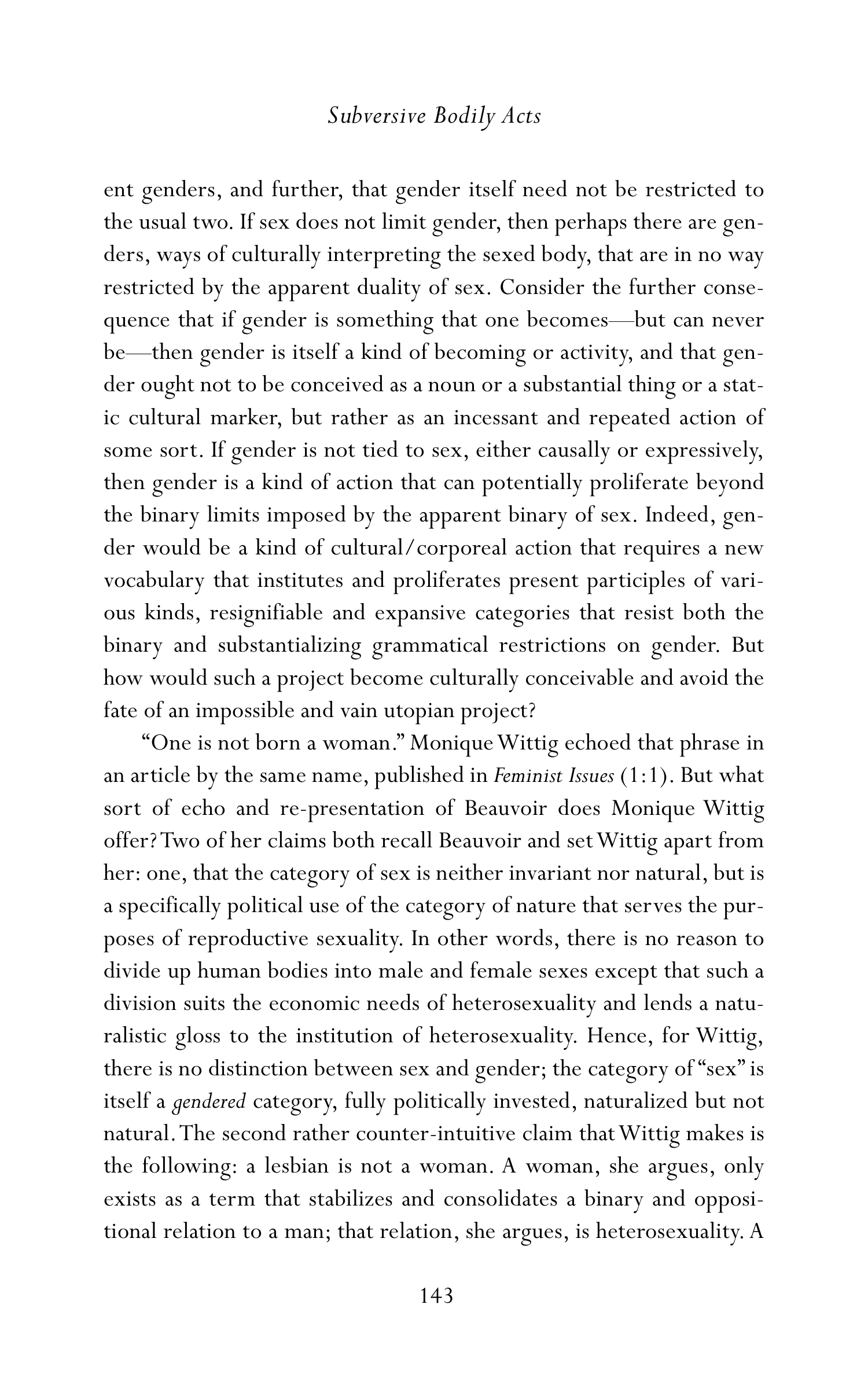Judith Butler Gender Trouble Biography — page 178