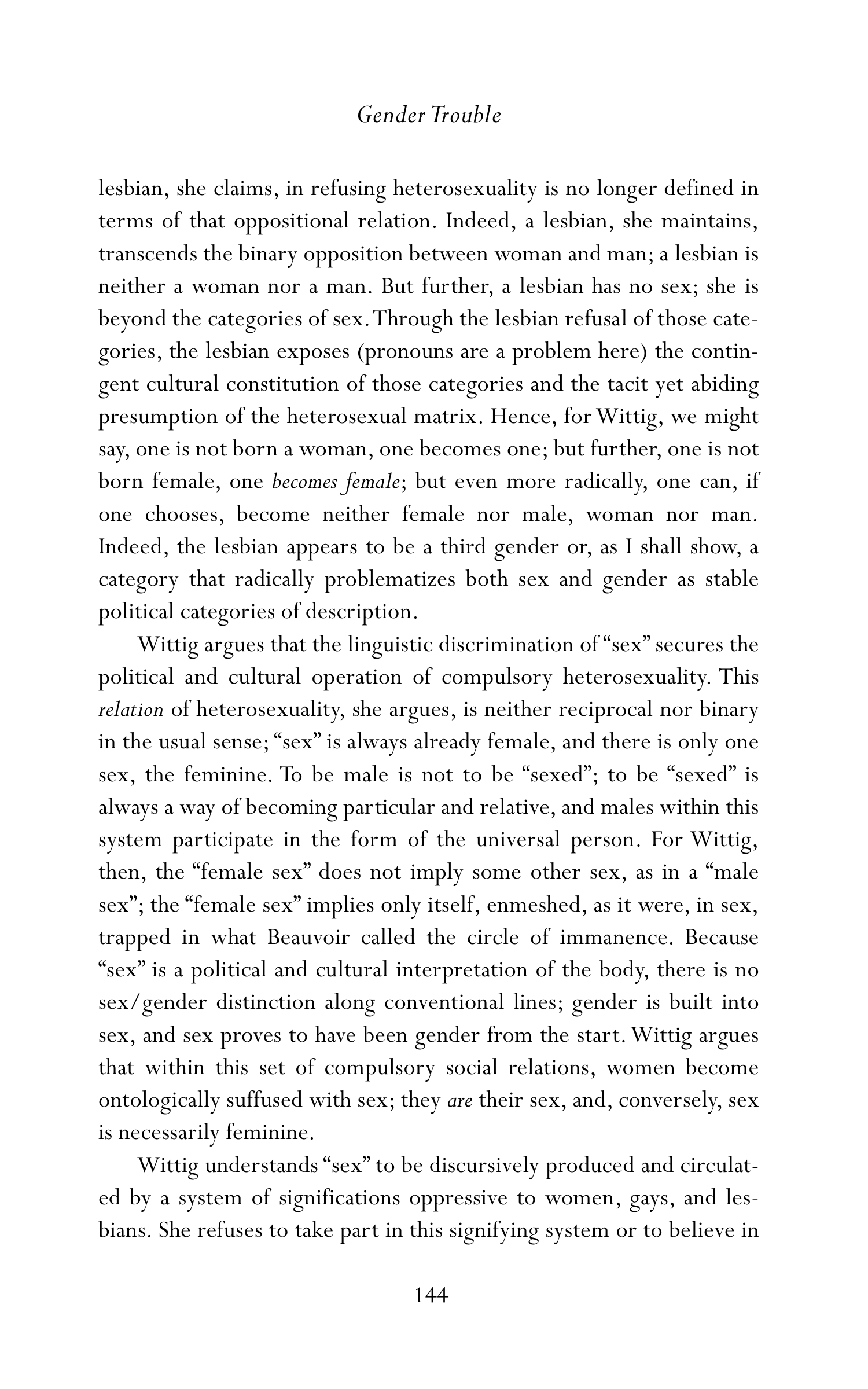 Judith Butler Gender Trouble Biography — page 179