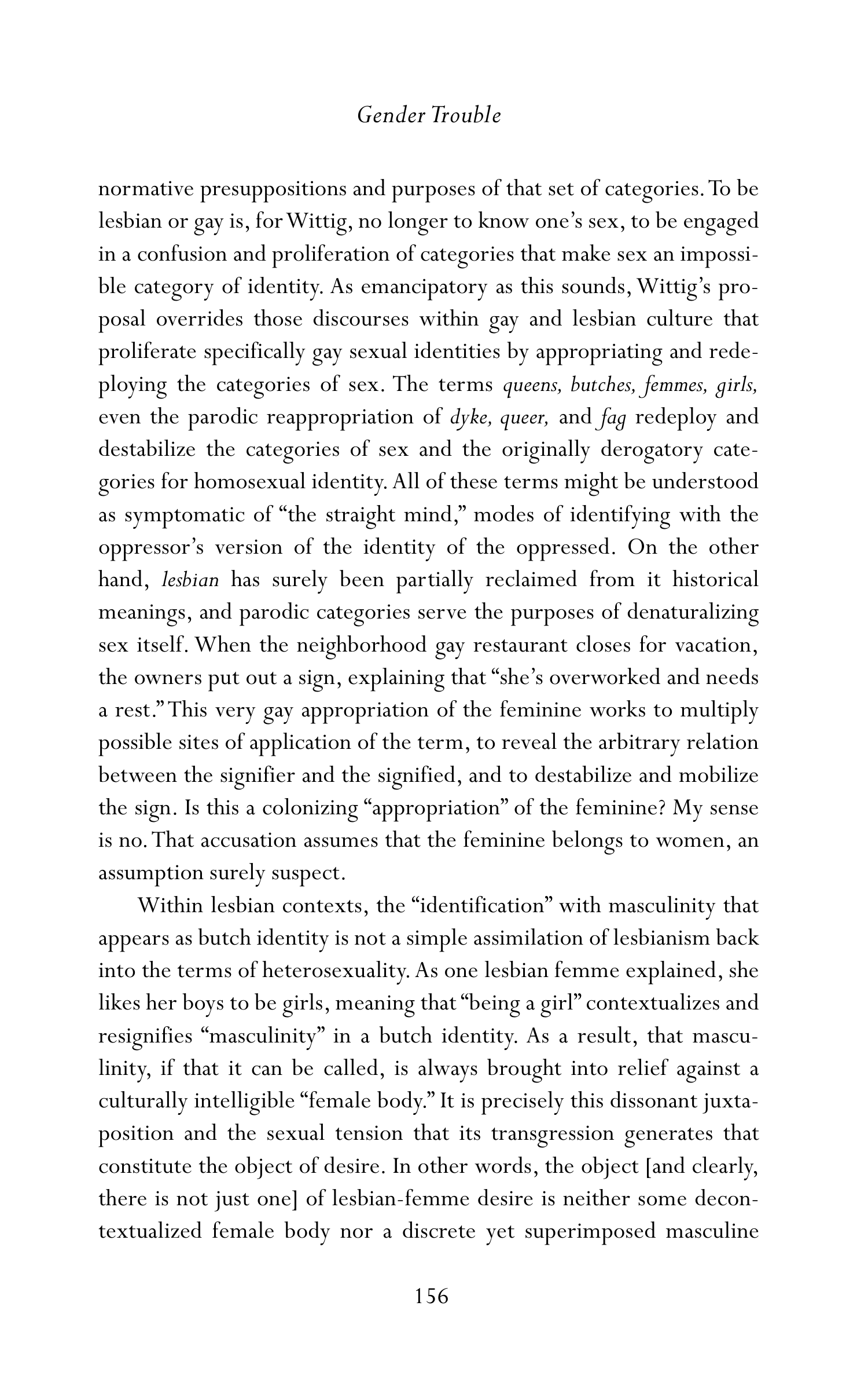 Judith Butler Gender Trouble Biography — page 191