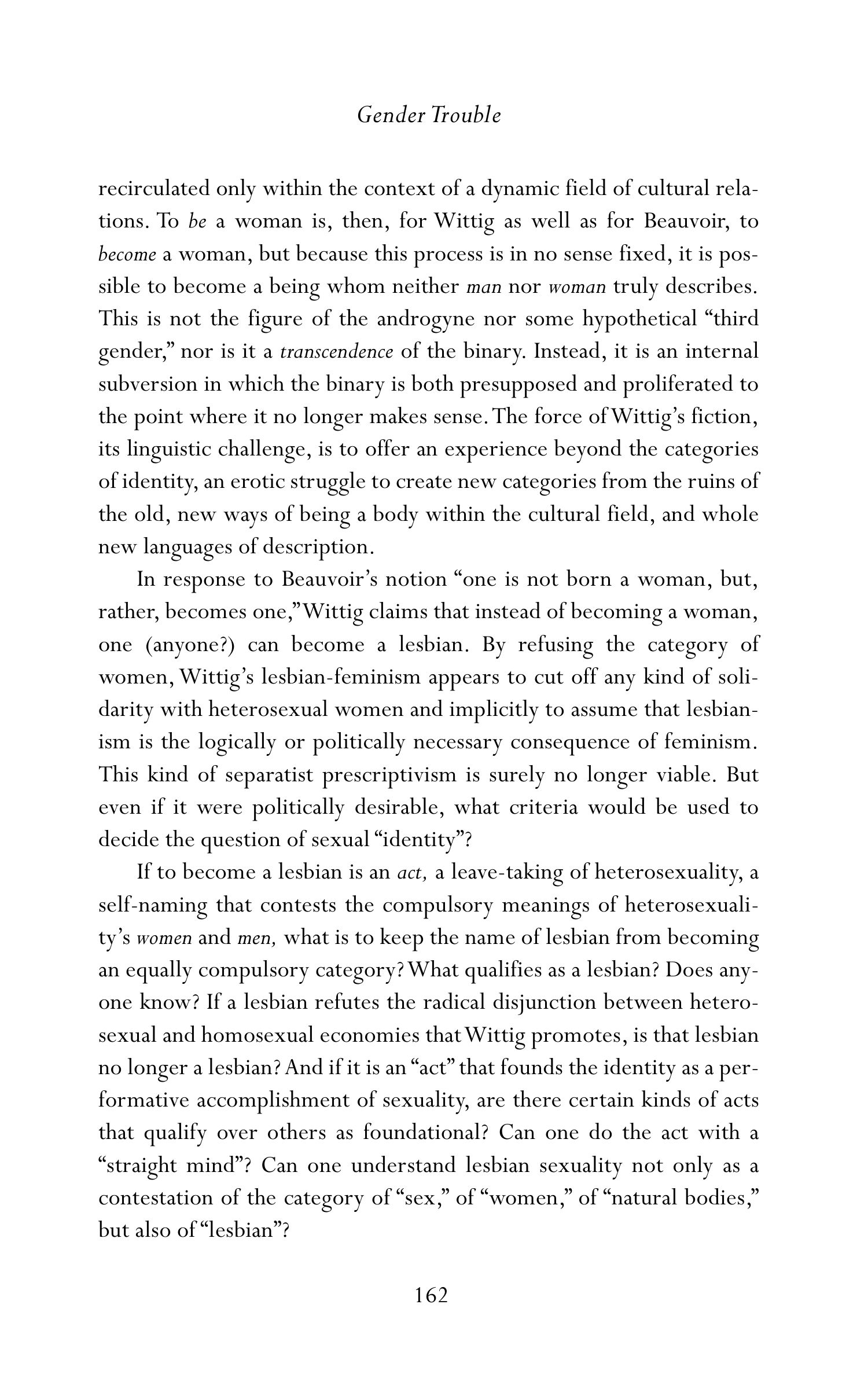 Judith Butler Gender Trouble Biography — page 197