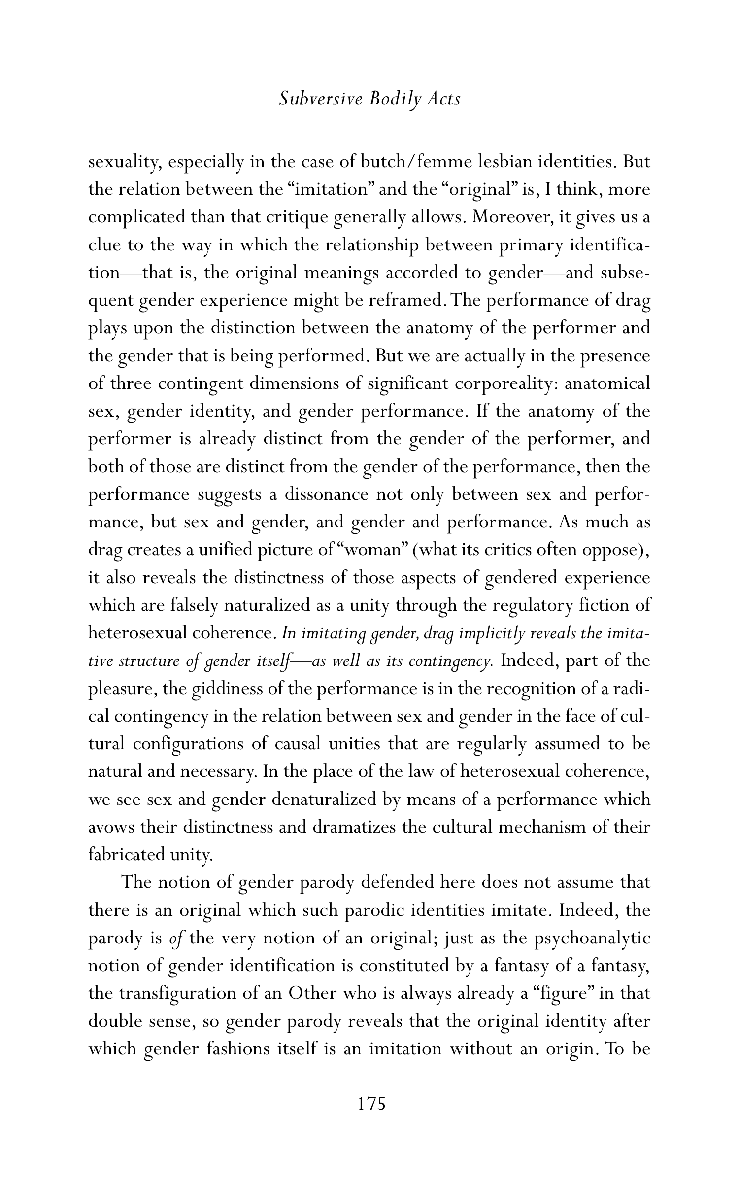 Judith Butler Gender Trouble Biography — page 210