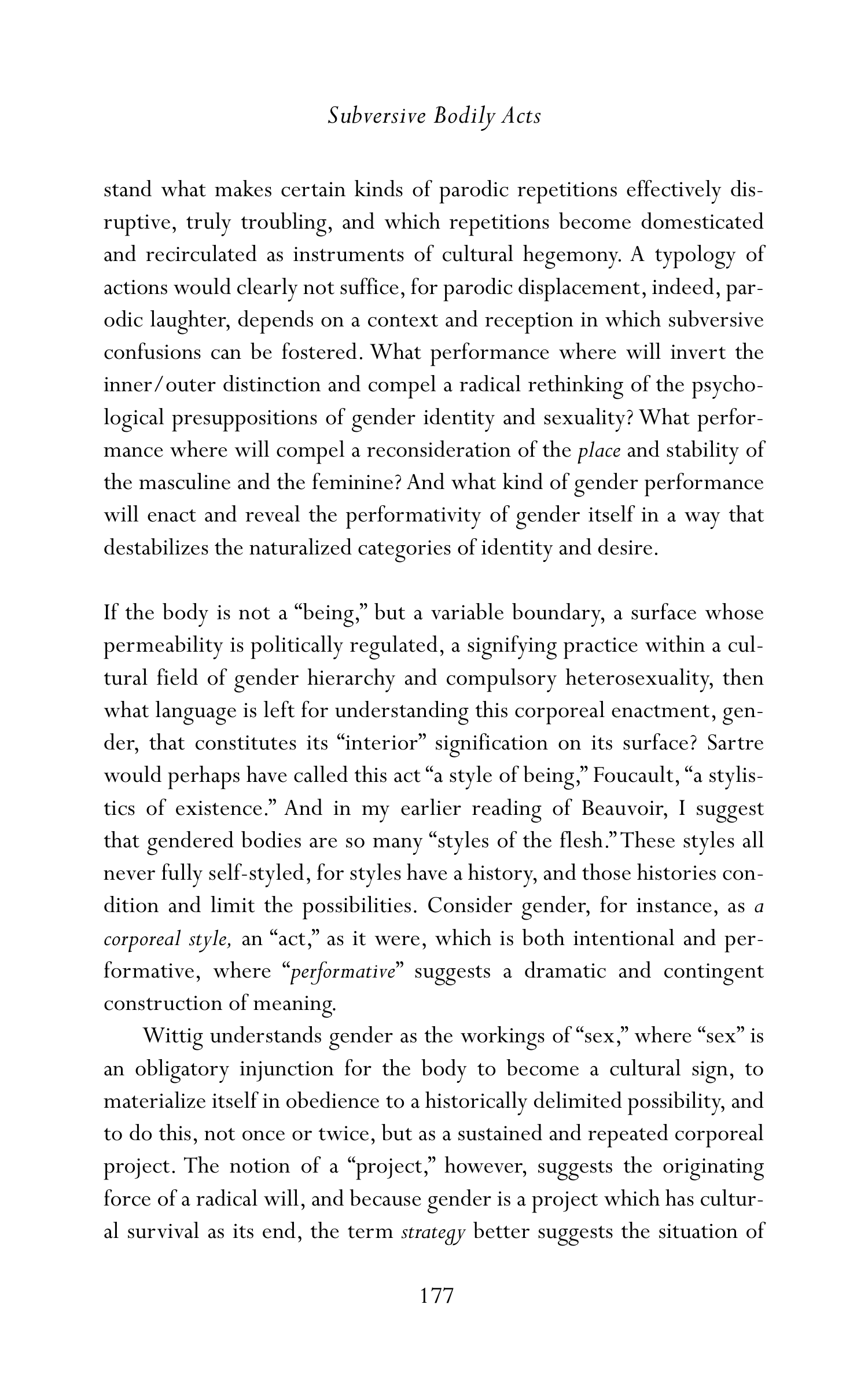 Judith Butler Gender Trouble Biography — page 212