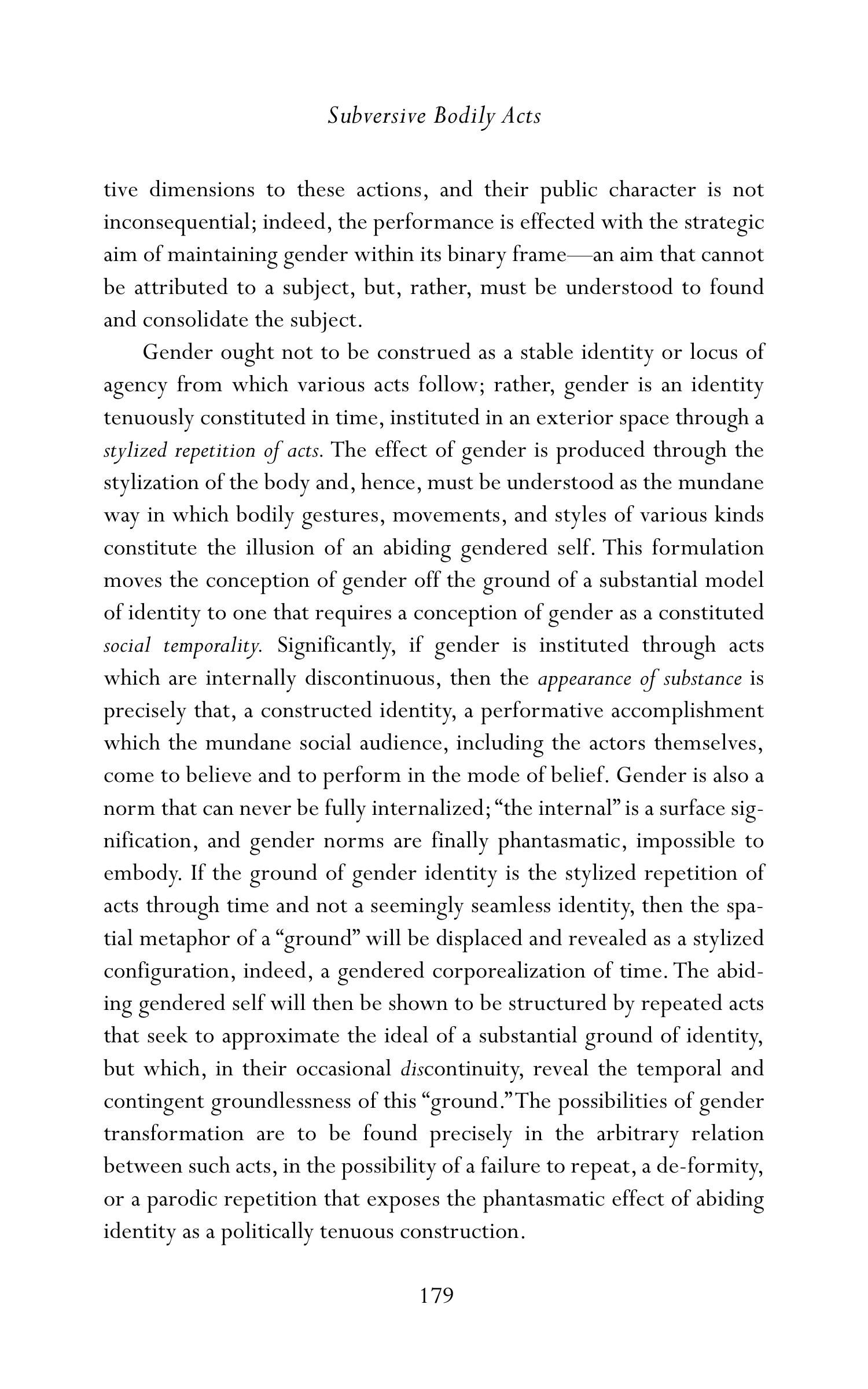 Judith Butler Gender Trouble Biography — page 214